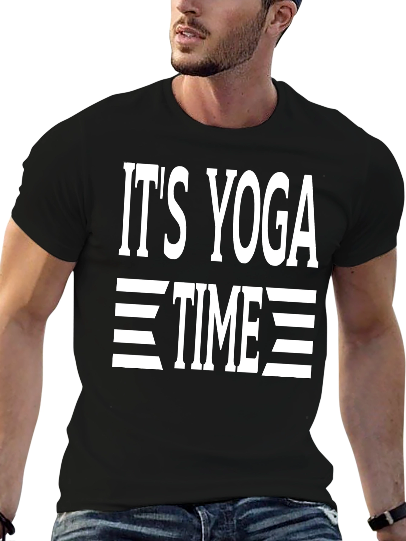 Its Yoga Time Graphic Tee - Black Cotton T-Shirt
