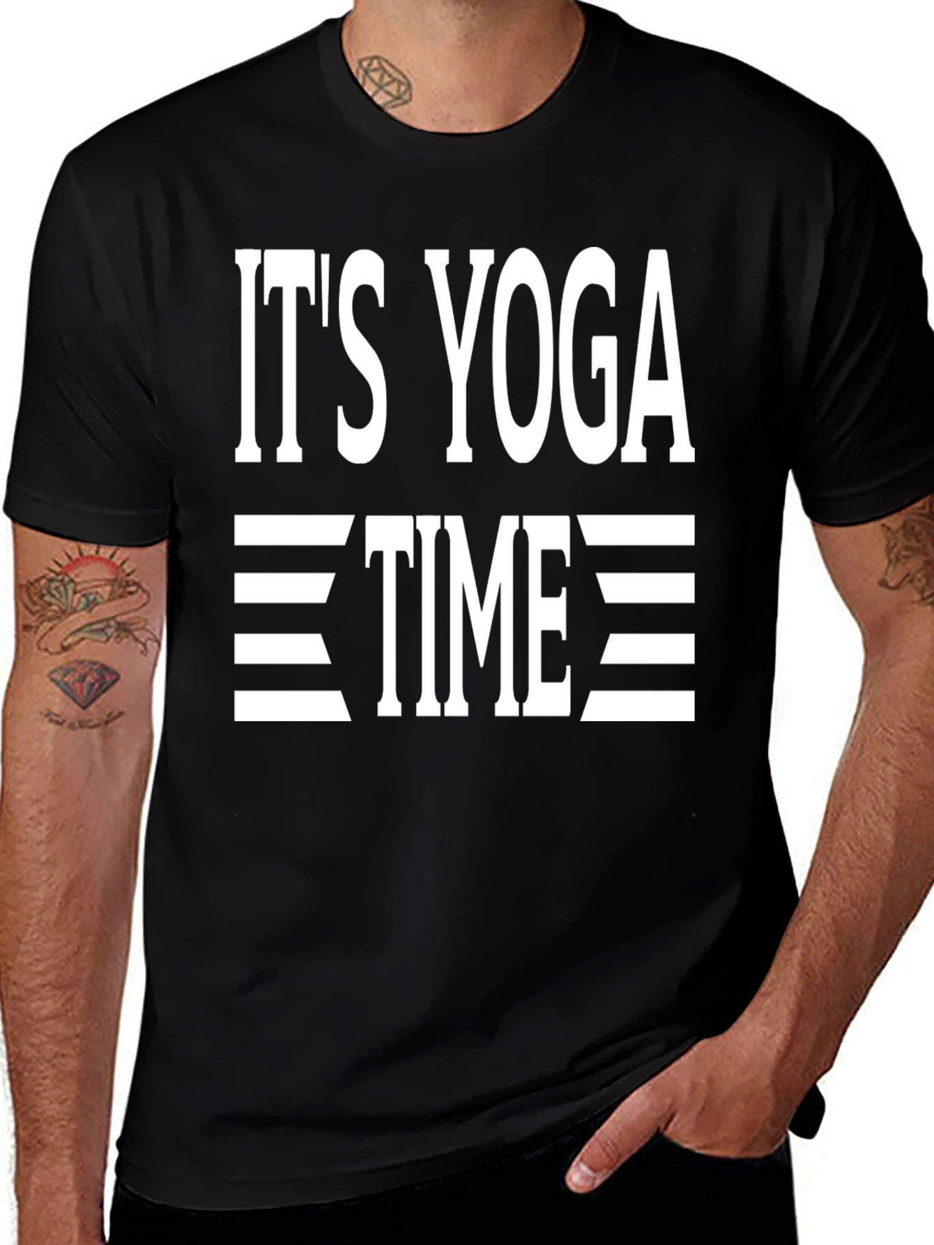 Its Yoga Time Graphic Tee - Black Cotton T-Shirt