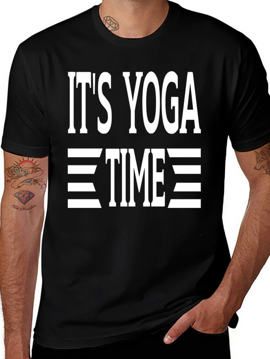 Its Yoga Time Graphic Tee - Black Cotton T-Shirt