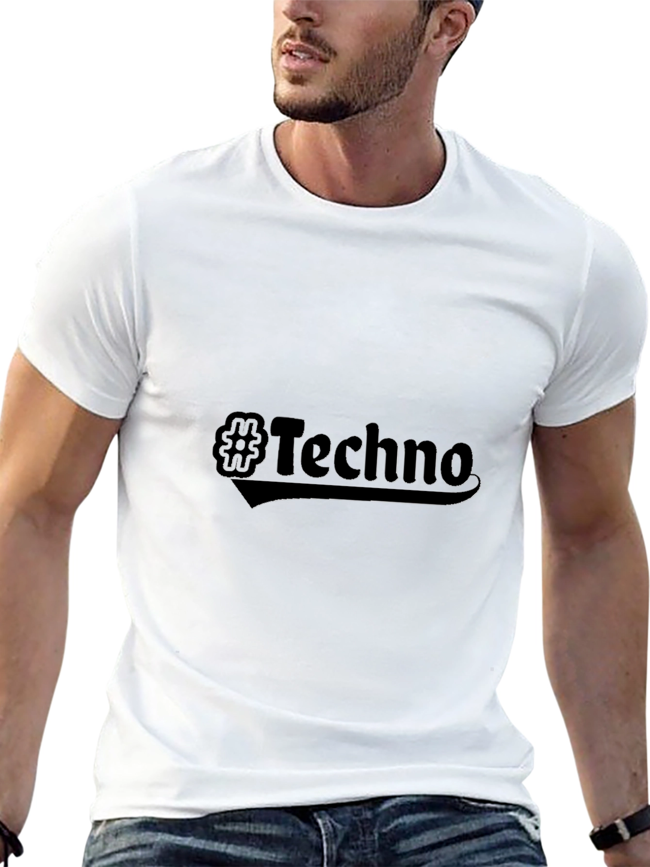 Mens Black Techno Graphic T-Shirt