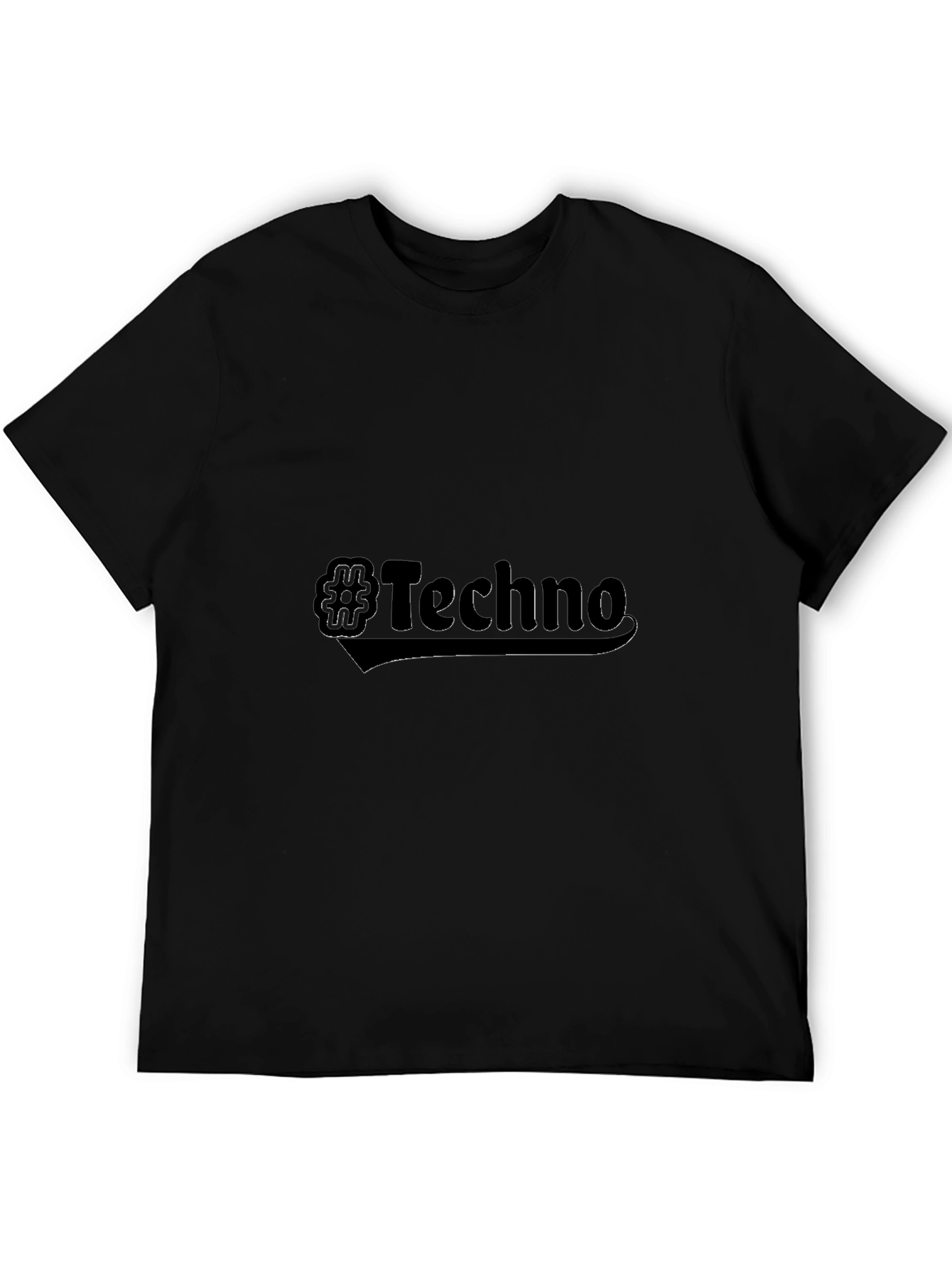 Mens Black Techno Graphic T-Shirt