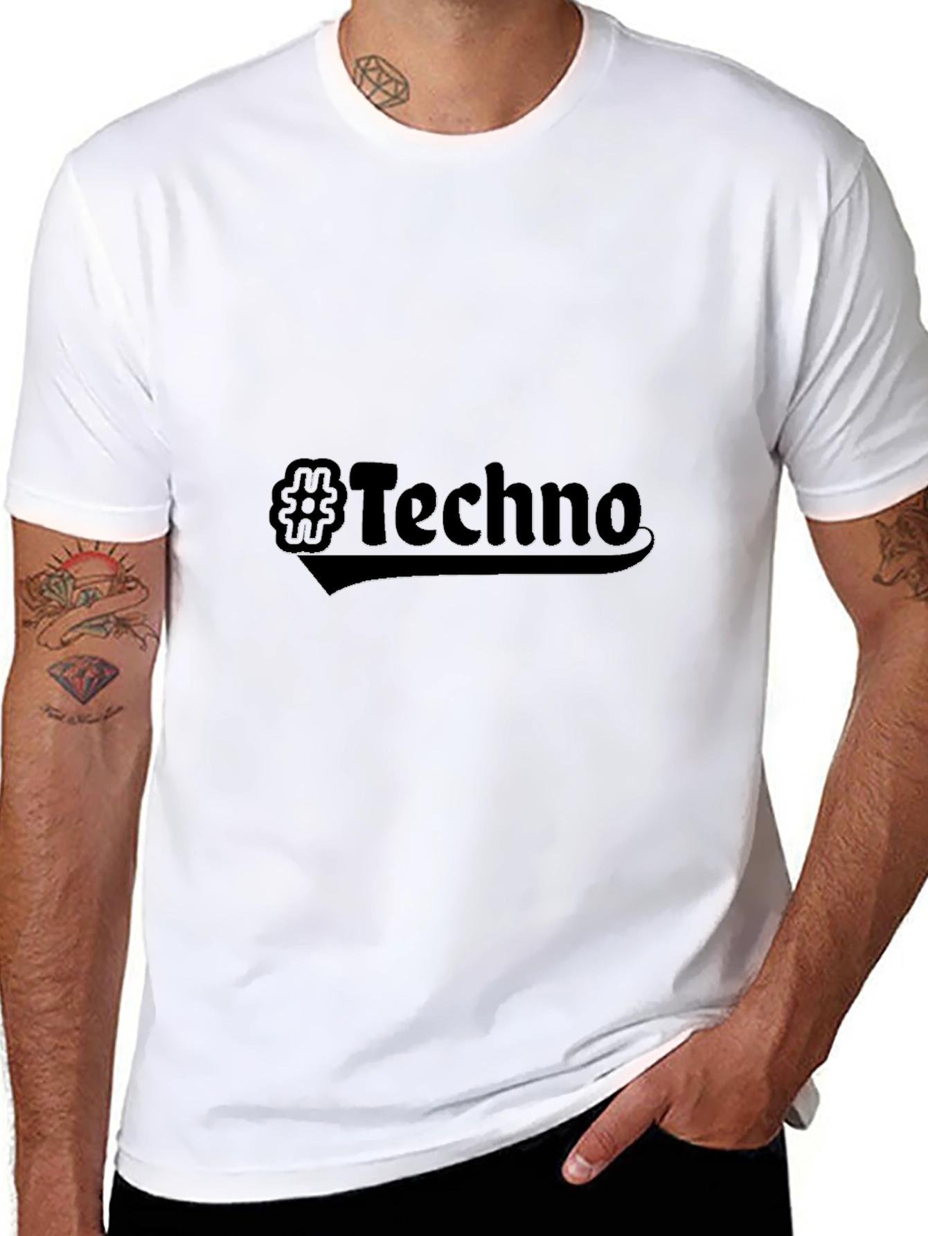 Mens Black Techno Graphic T-Shirt