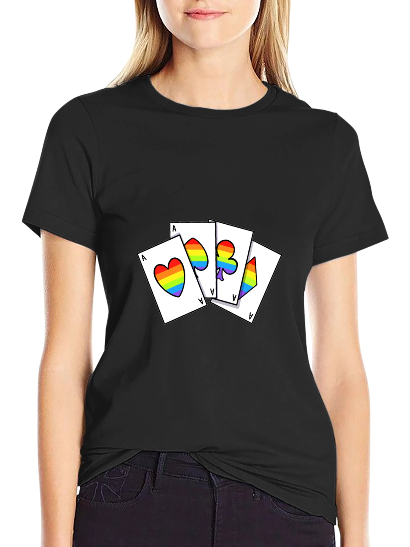 Rainbow Pride Aces Graphic Tee - Black