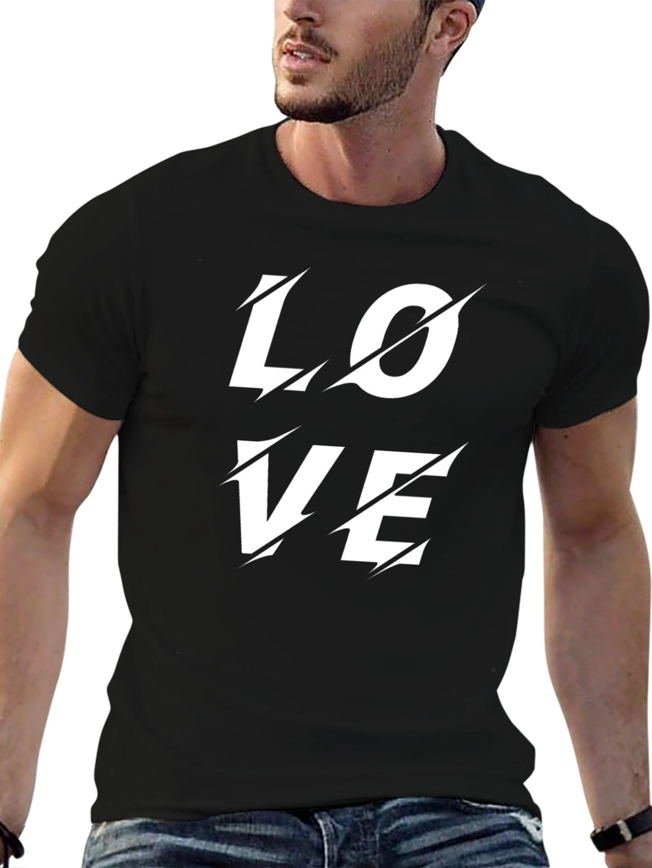 Edgy Love T-Shirt - Black Cotton Graphic Tee
