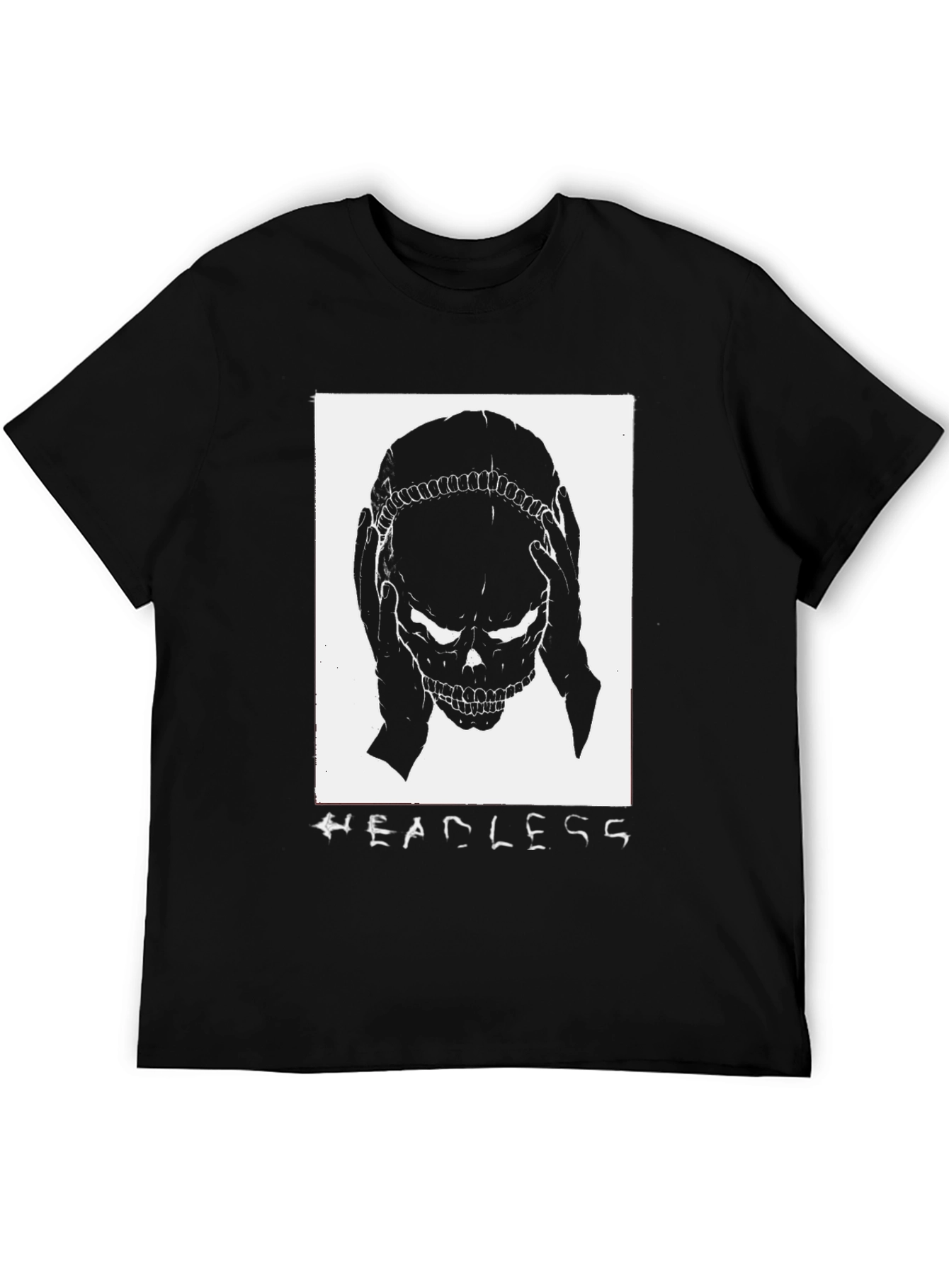 Headless Skull Graphic Tee - Black Cotton T-Shirt