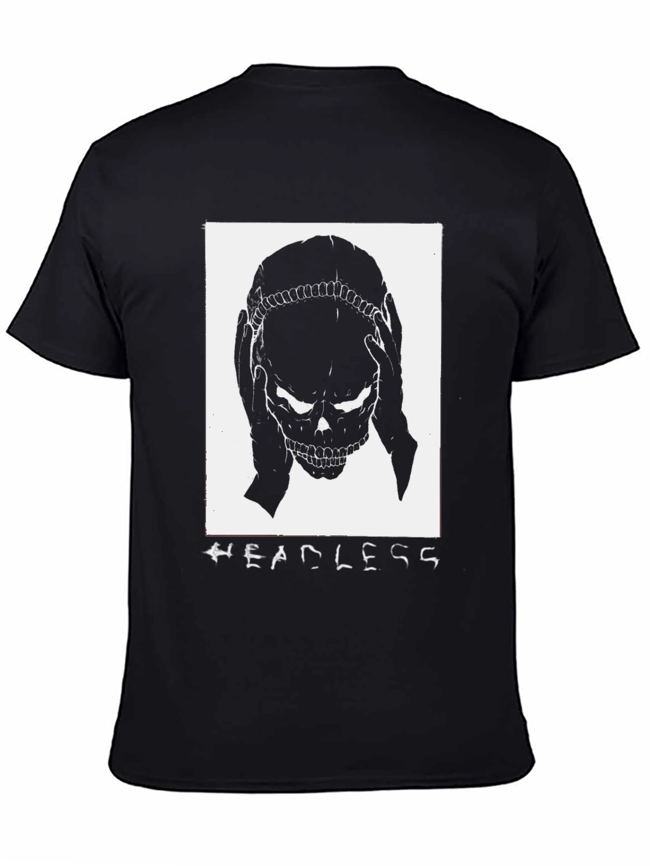 Headless Skull Graphic Tee - Black Cotton T-Shirt
