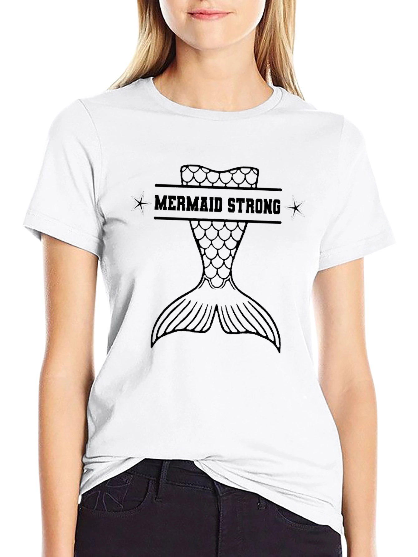 Mermaid Strong Graphic Tee - Black