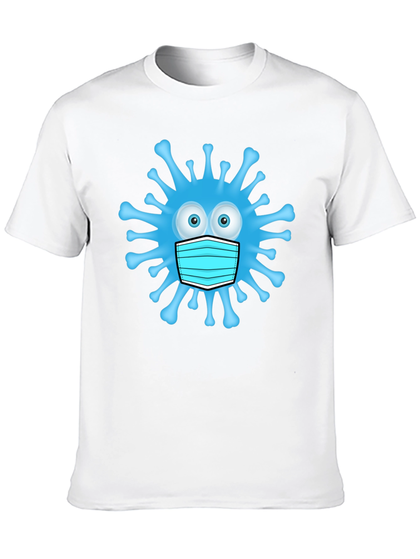 Cartoon Virus With Mask Mens Black T-Shirt