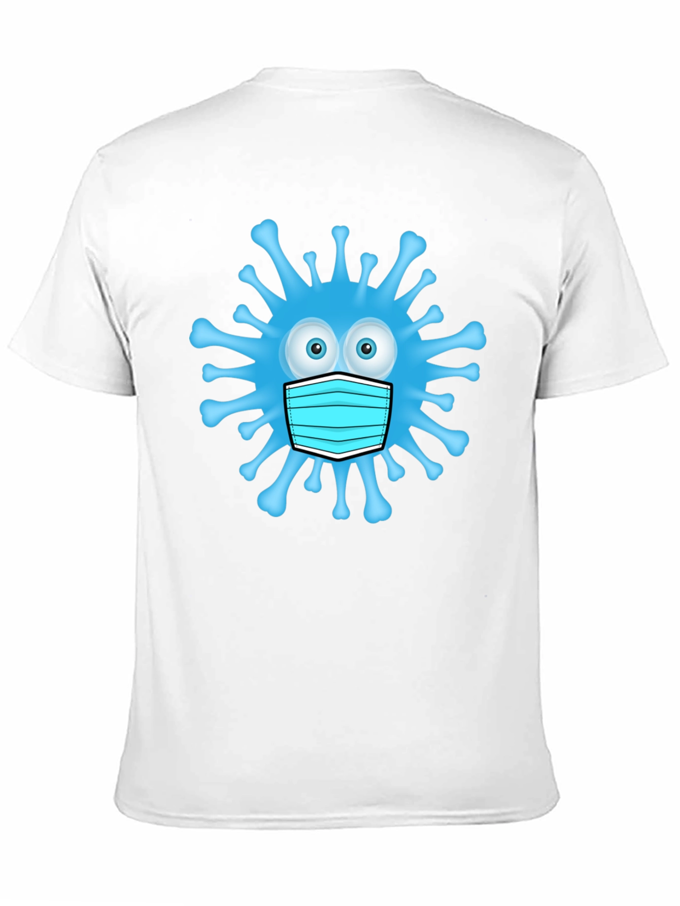 Cartoon Virus With Mask Mens Black T-Shirt