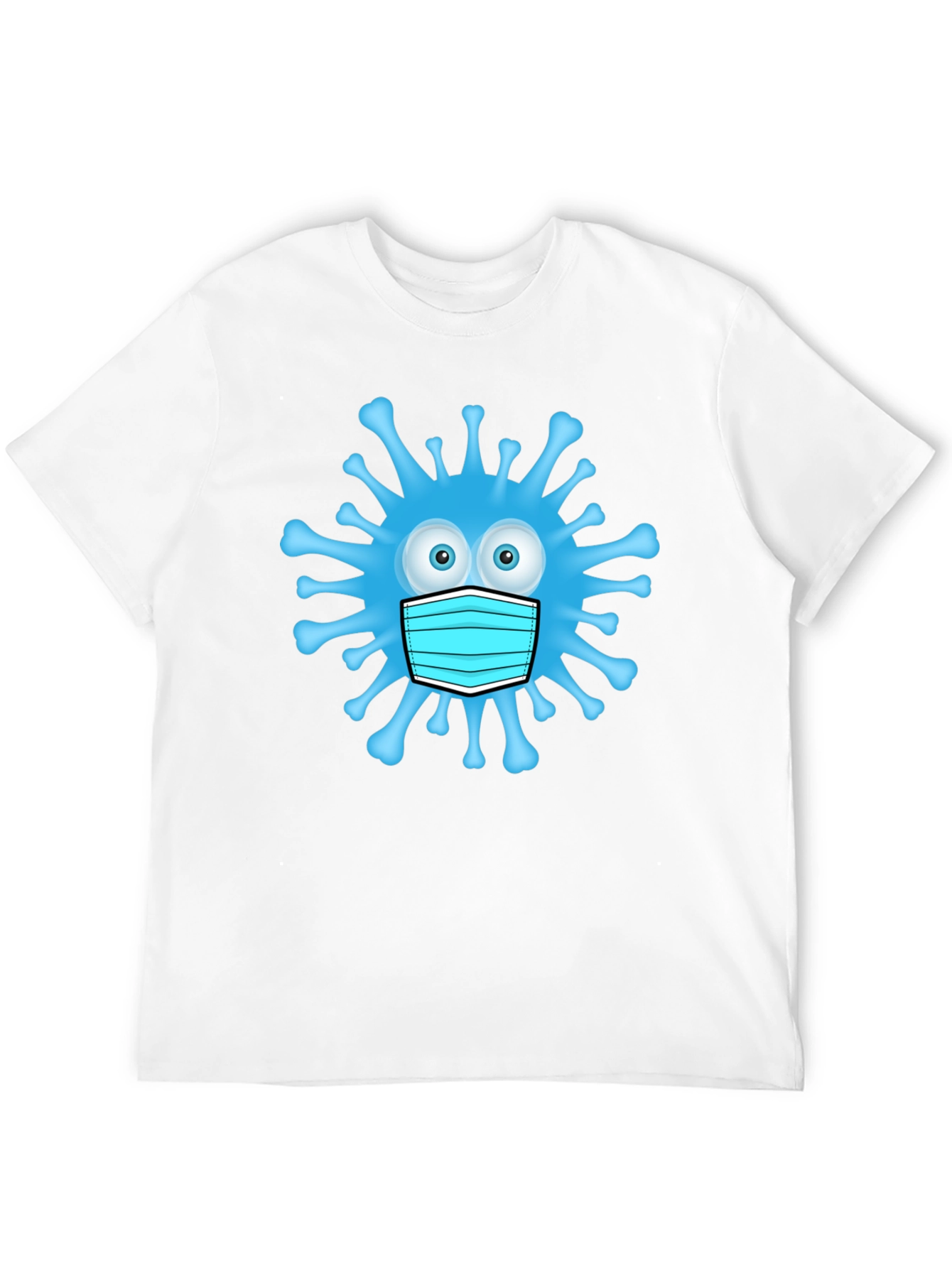 Cartoon Virus With Mask Mens Black T-Shirt