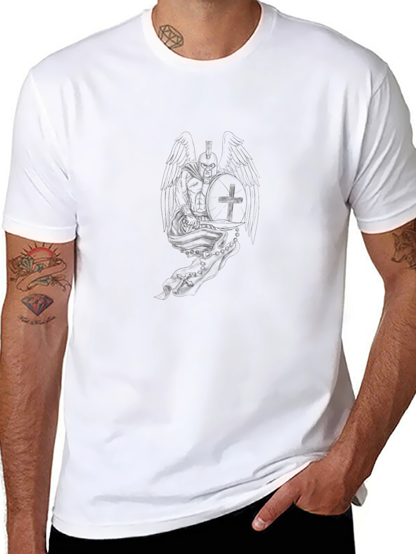 Mens Black Graphic Tee - Subtle Design