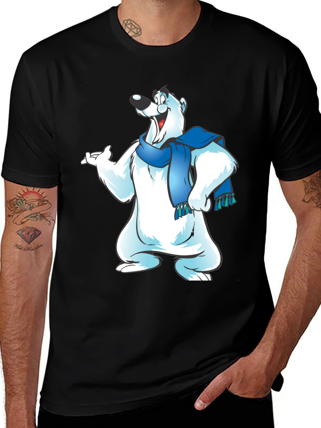 Cool Bear Graphic Tee - Black Cotton Blend