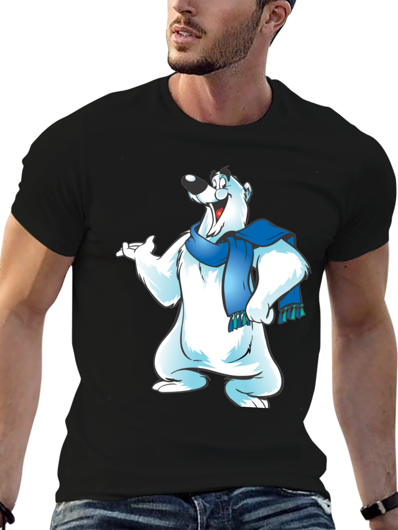 Cool Bear Graphic Tee - Black Cotton Blend