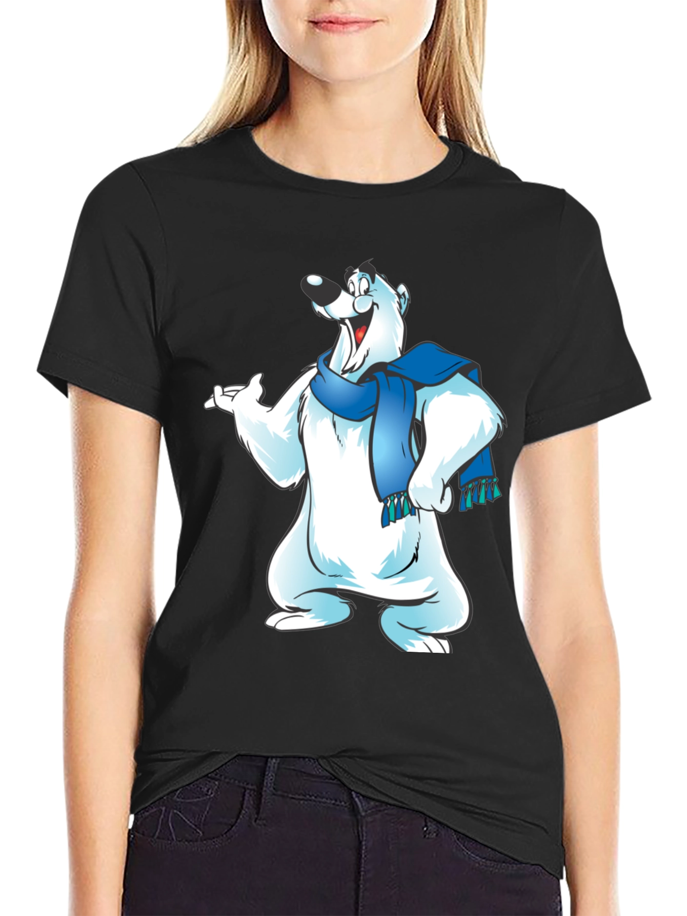 Cool Bear Graphic Tee - Black Cotton Blend