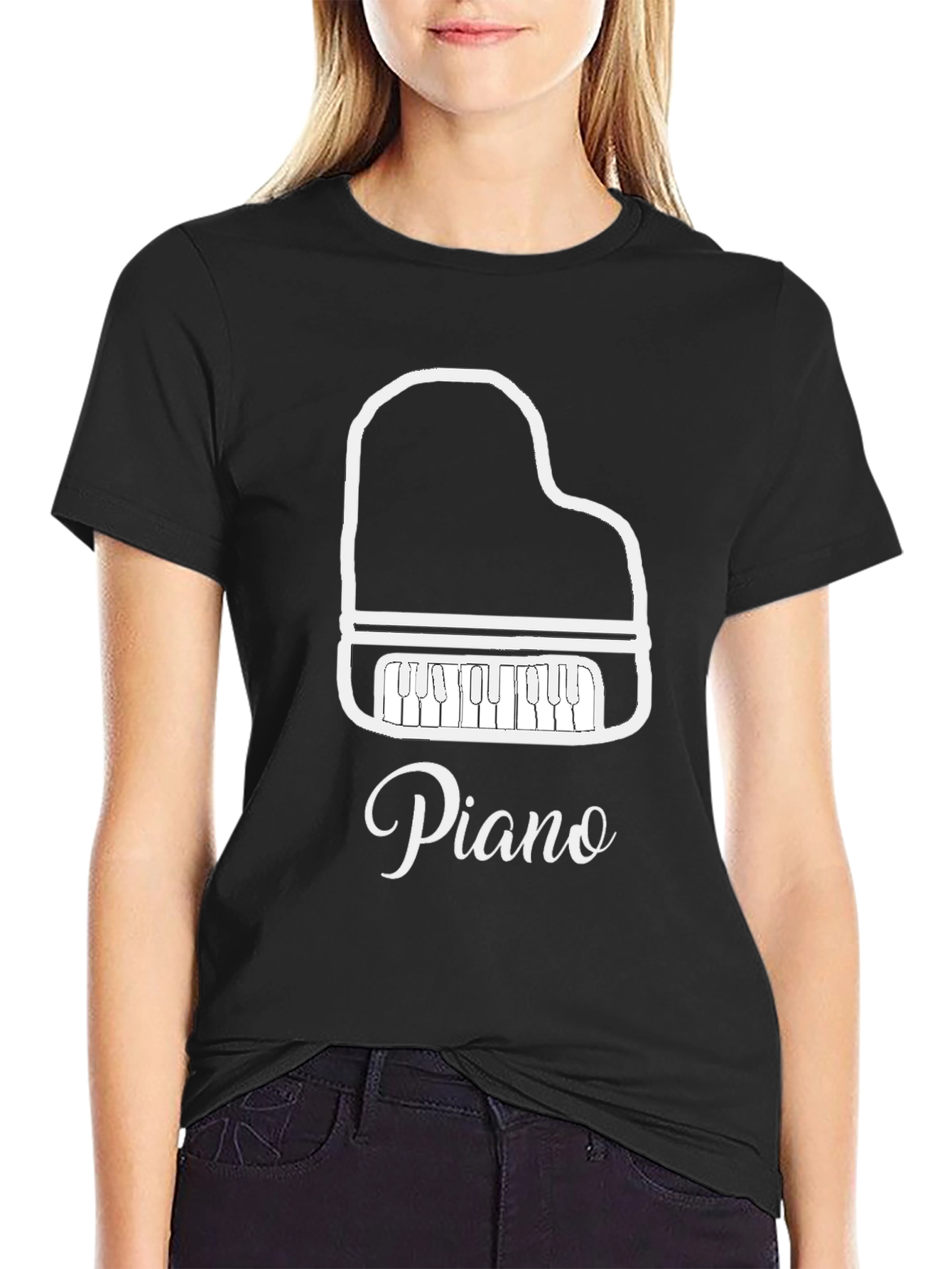 Piano Graphic Tee - Music Lovers Black T-Shirt