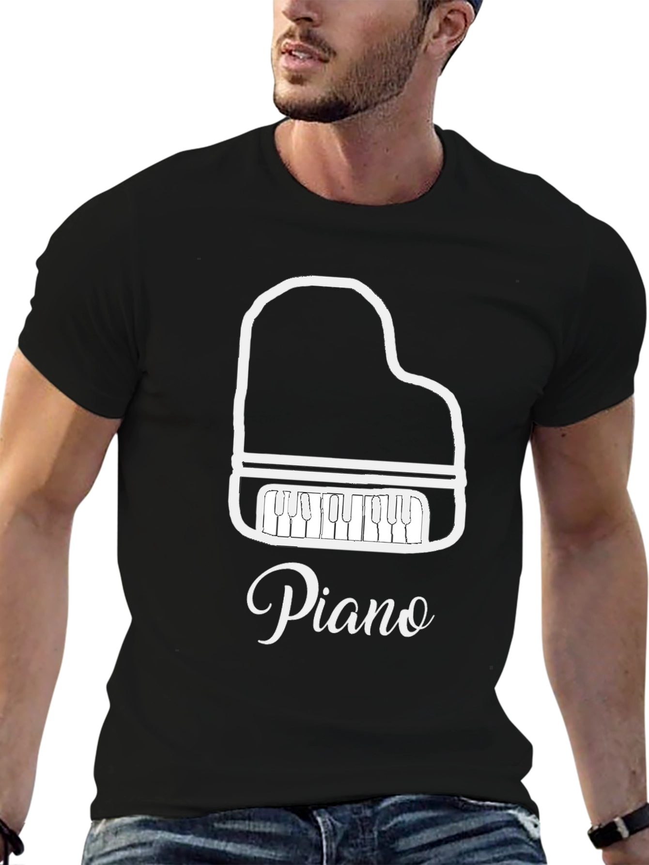 Piano Graphic Tee - Music Lovers Black T-Shirt