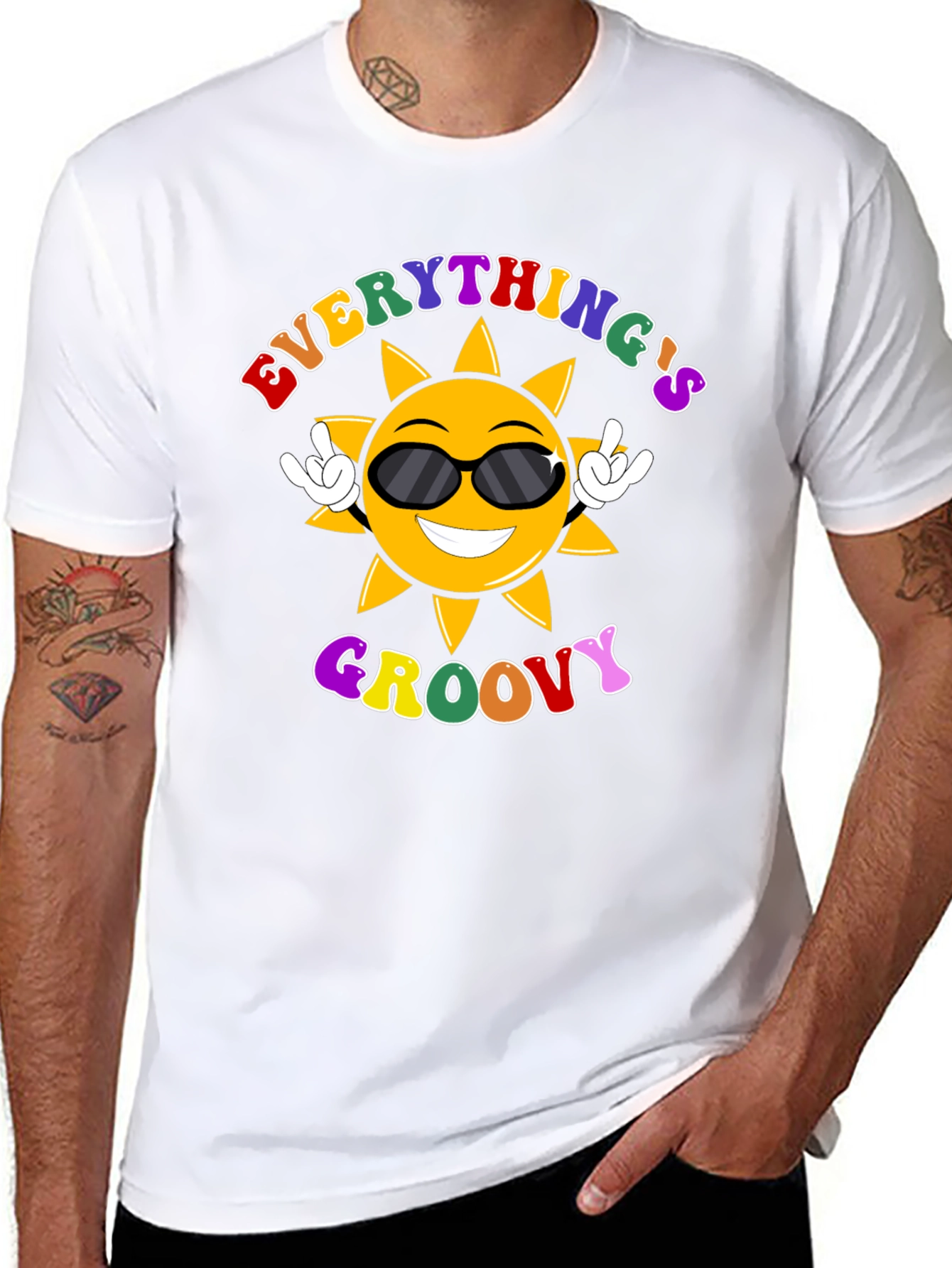 Everythings Groovy T-Shirt - Retro Sun