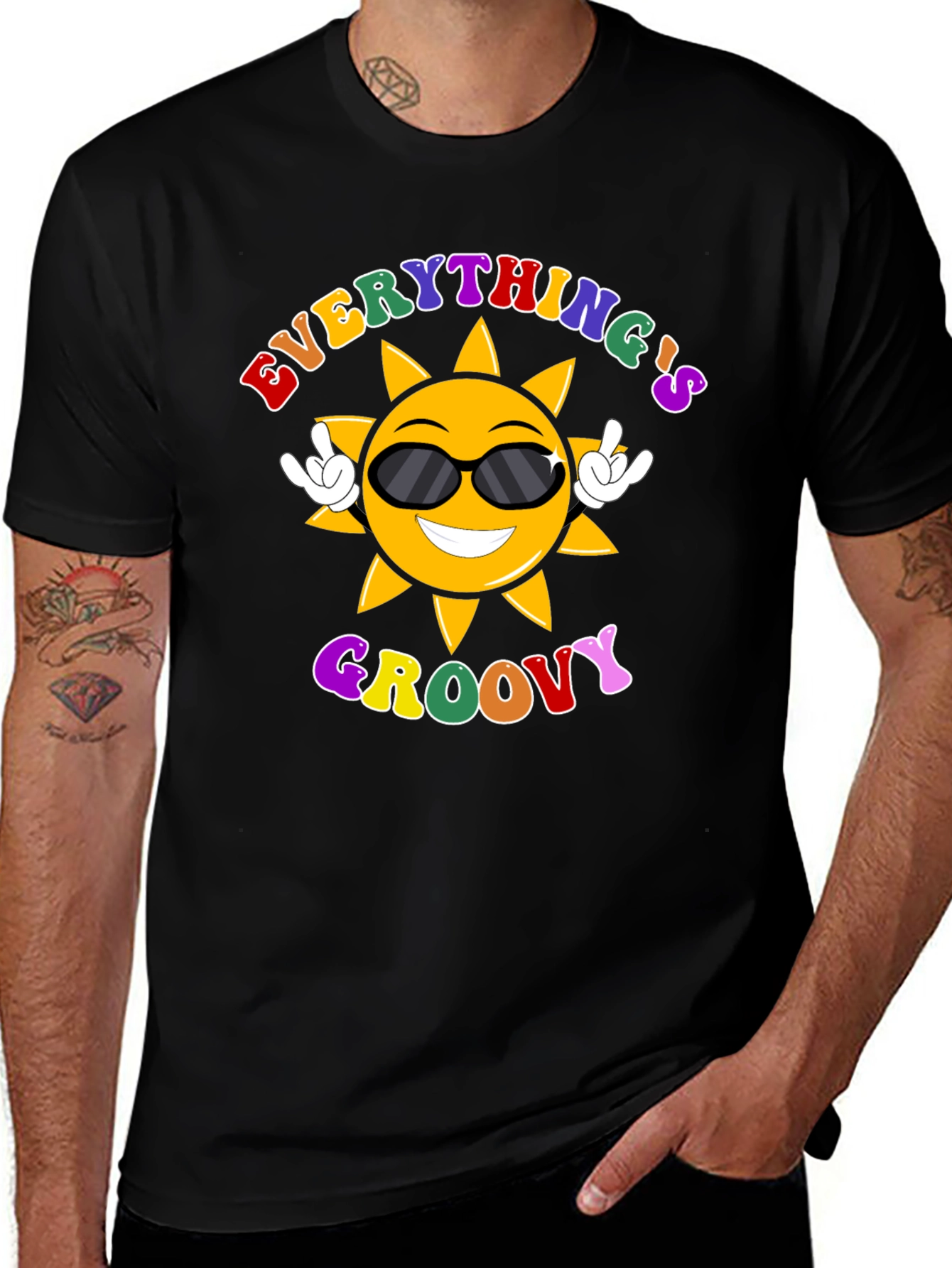 Everythings Groovy T-Shirt - Retro Sun