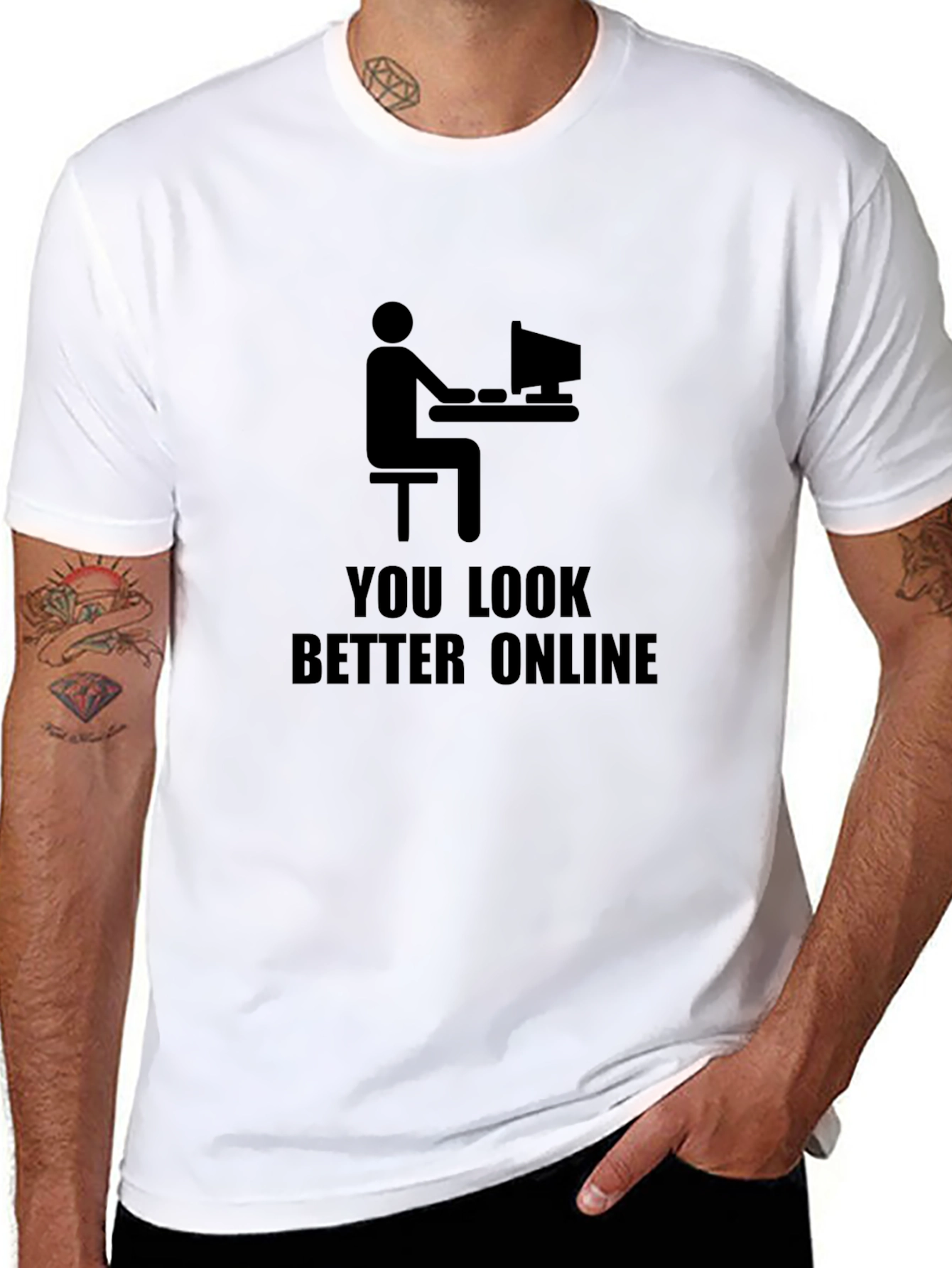 Humorous You Look Better Online Graphic Tee
