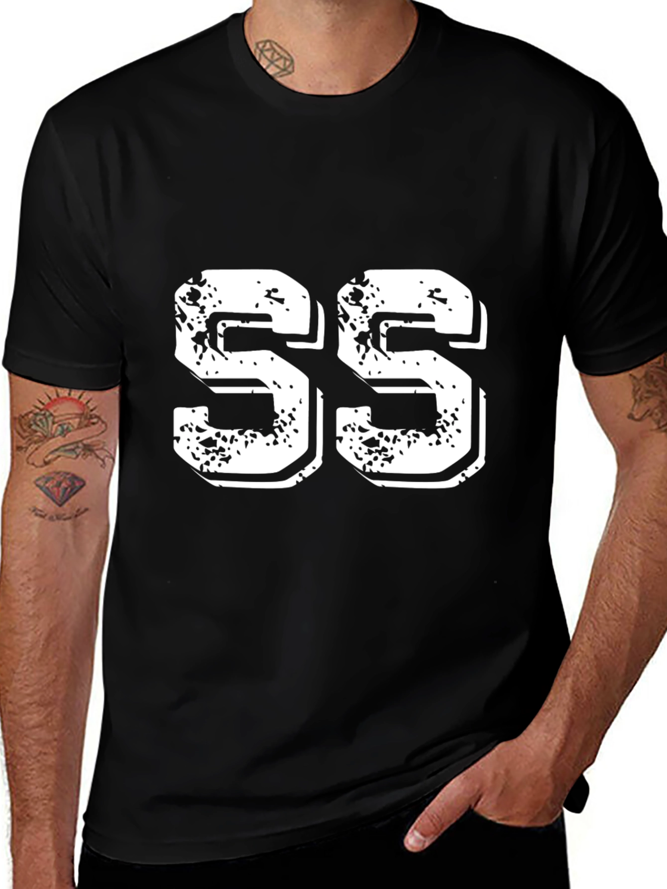Distressed Number Tee - SS