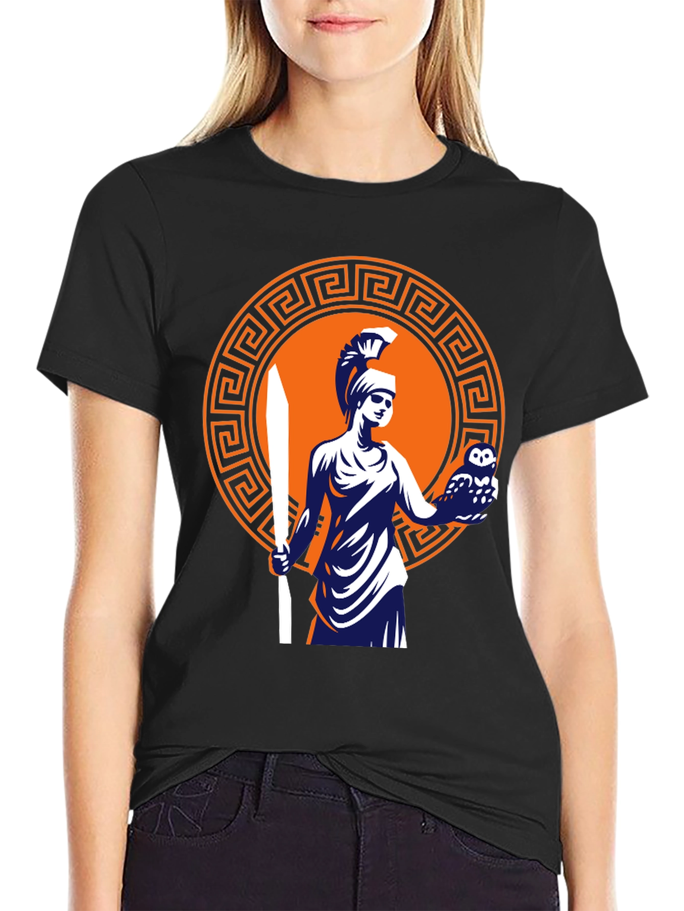 Athena Graphic T-Shirt - Black Cotton Tee