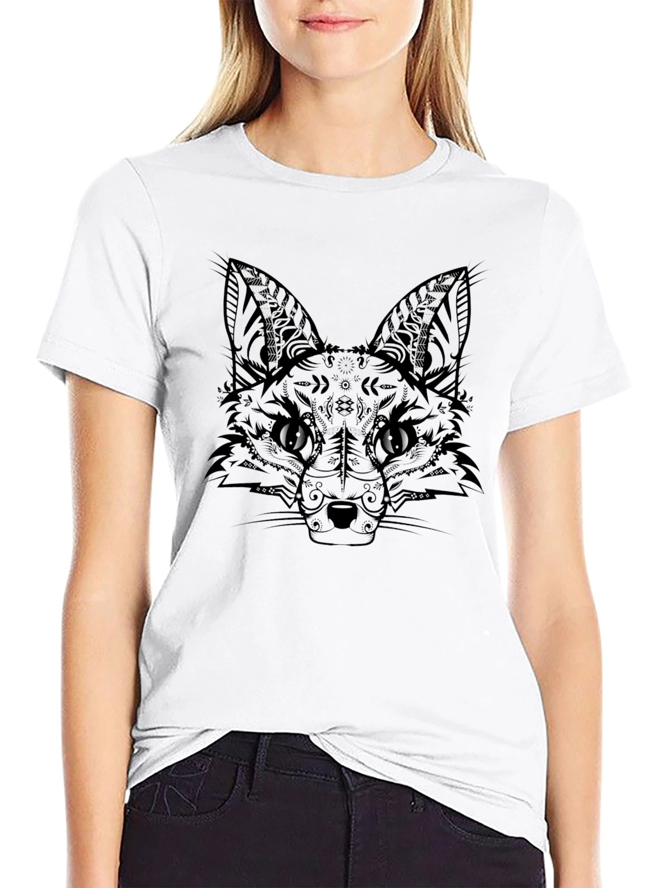 Fox Graphic Print Black T-Shirt
