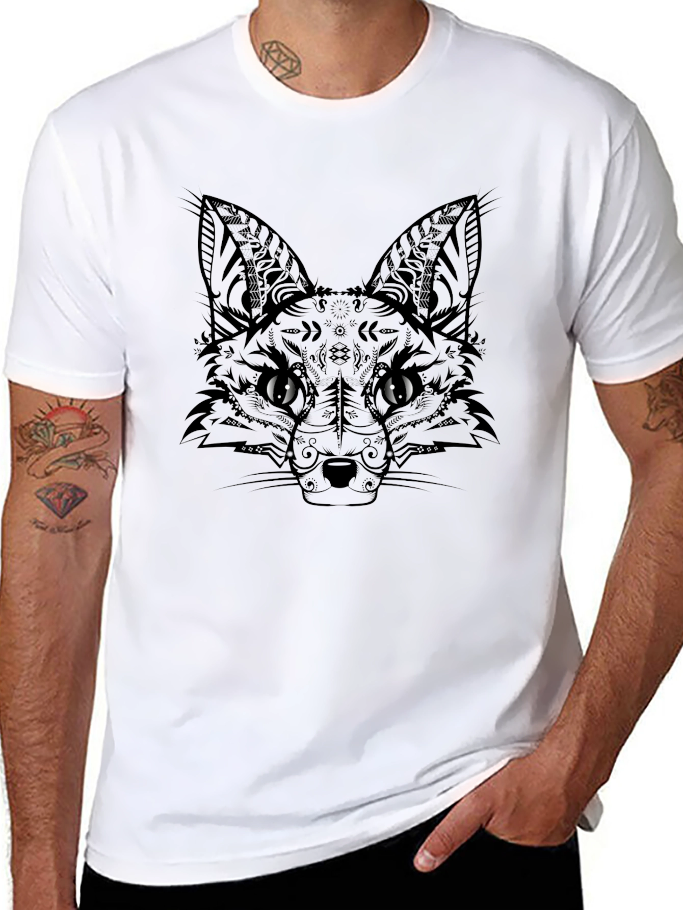 Fox Graphic Print Black T-Shirt