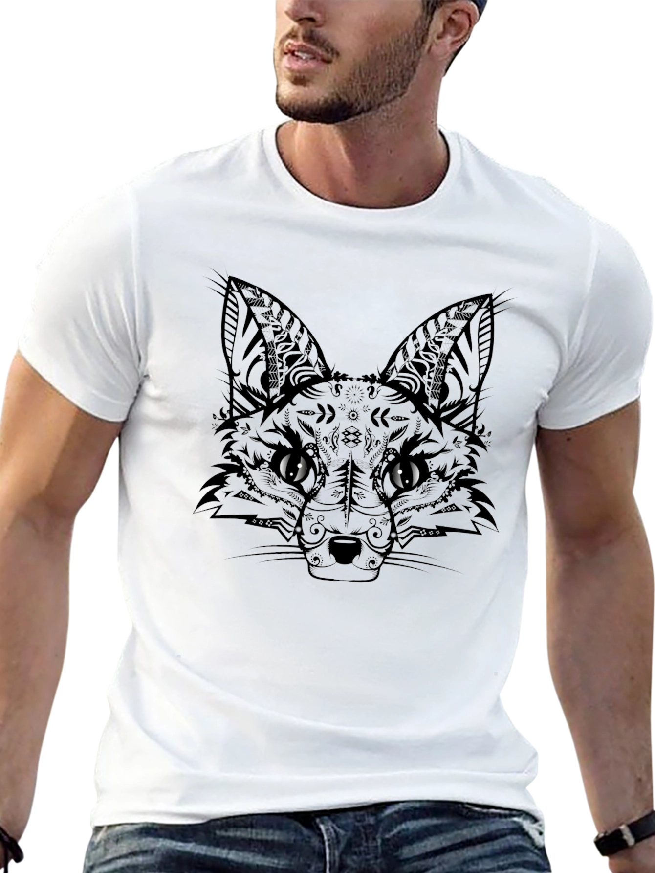 Fox Graphic Print Black T-Shirt