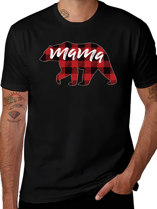 Mama Bear Plaid Graphic Tee - Stylish Comfort