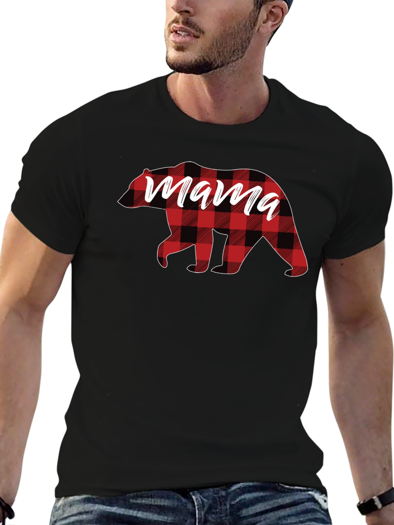 Mama Bear Plaid Graphic Tee - Stylish Comfort