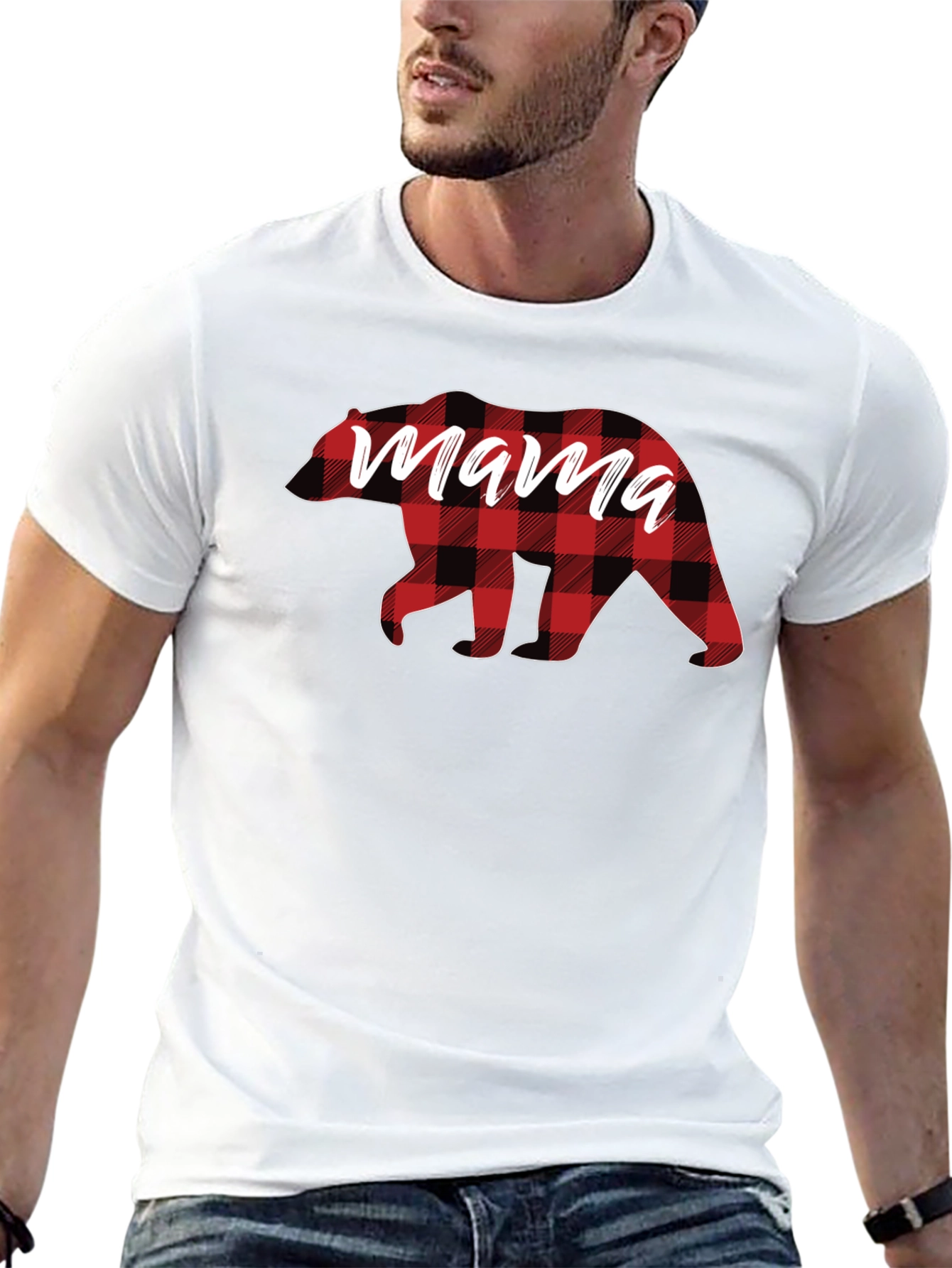 Mama Bear Plaid Graphic Tee - Stylish Comfort