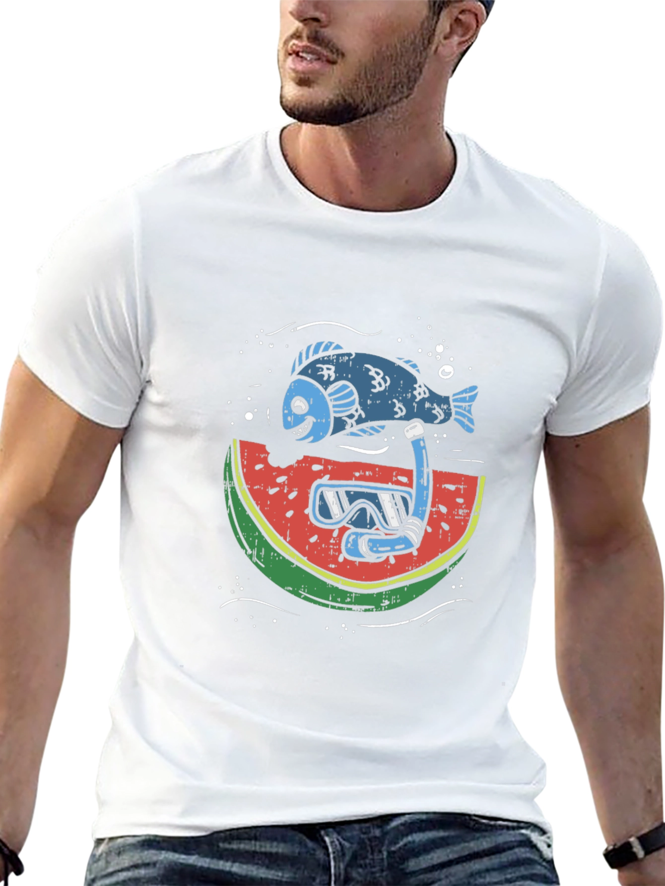 Funny Fish Watermelon Snorkel T-Shirt