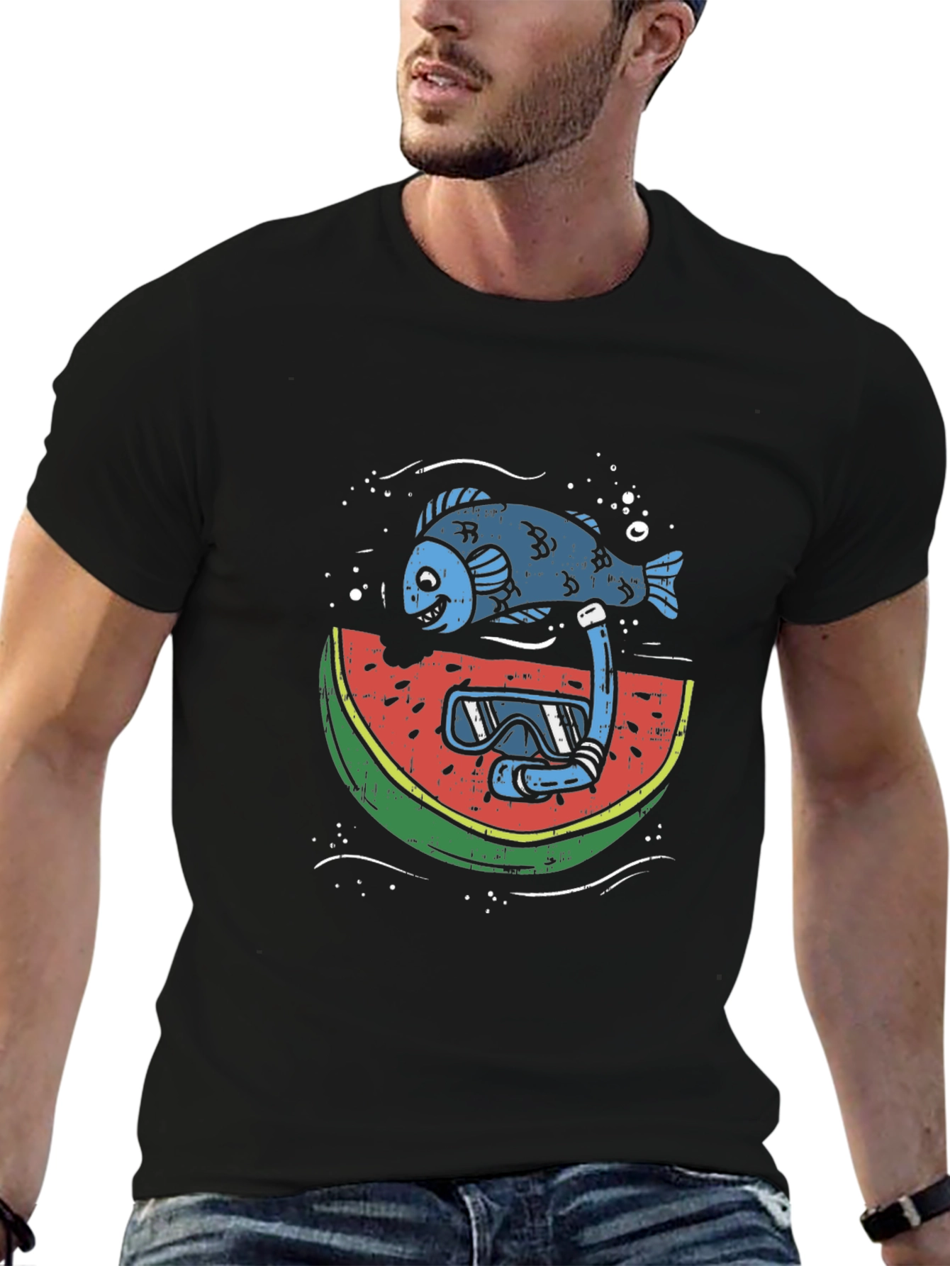 Funny Fish Watermelon Snorkel T-Shirt
