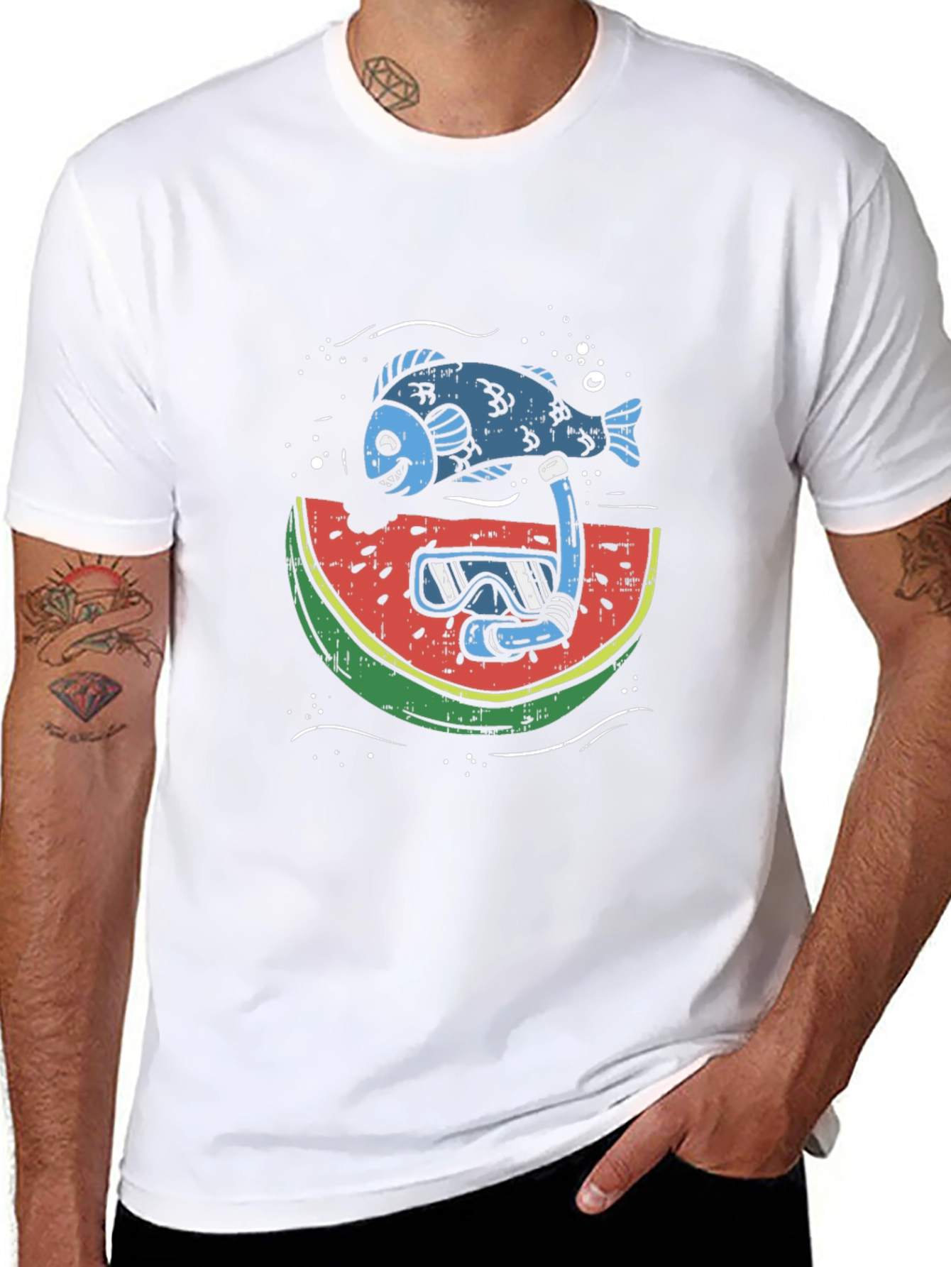Funny Fish Watermelon Snorkel T-Shirt