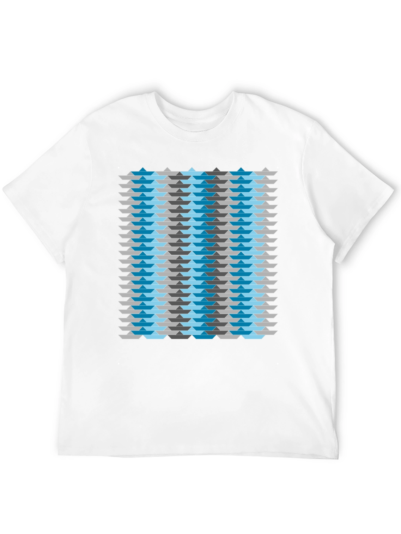 Abstract Geometric Boat Pattern Mens Black T-Shirt