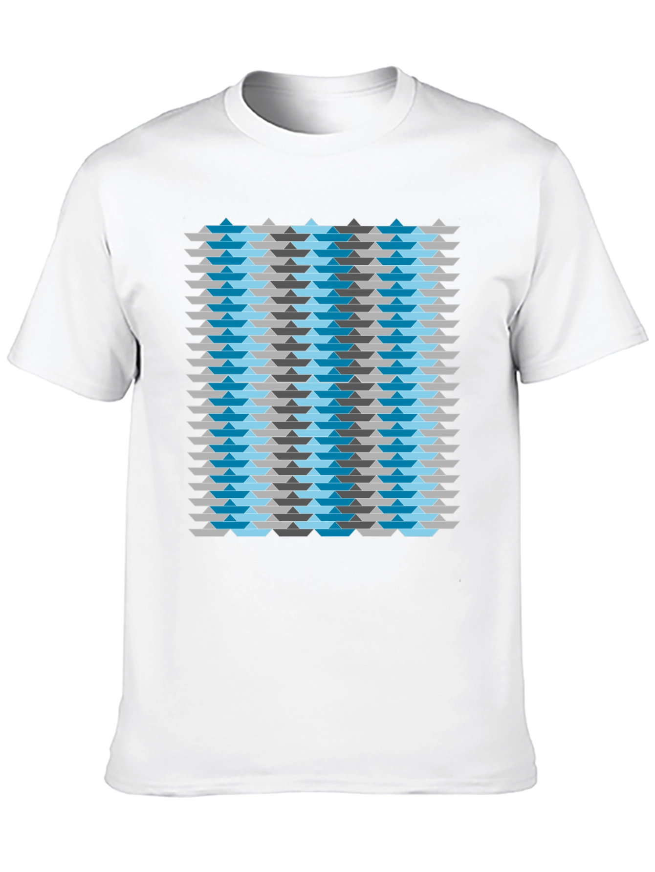 Abstract Geometric Boat Pattern Mens Black T-Shirt