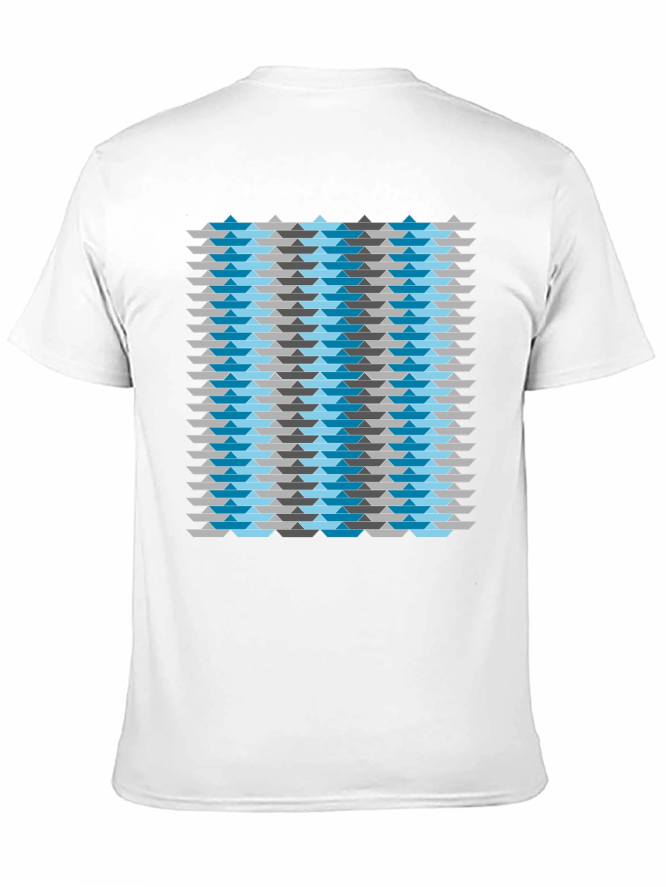 Abstract Geometric Boat Pattern Mens Black T-Shirt