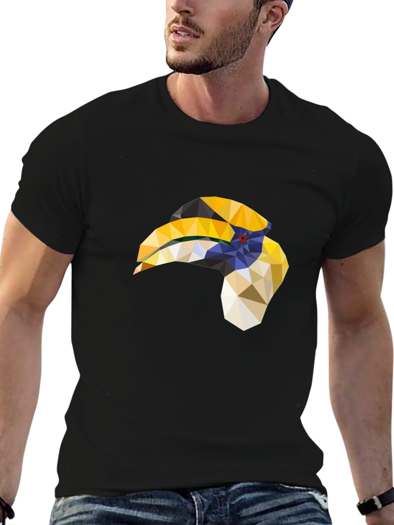 Geometric Hornbill T-Shirt - Black