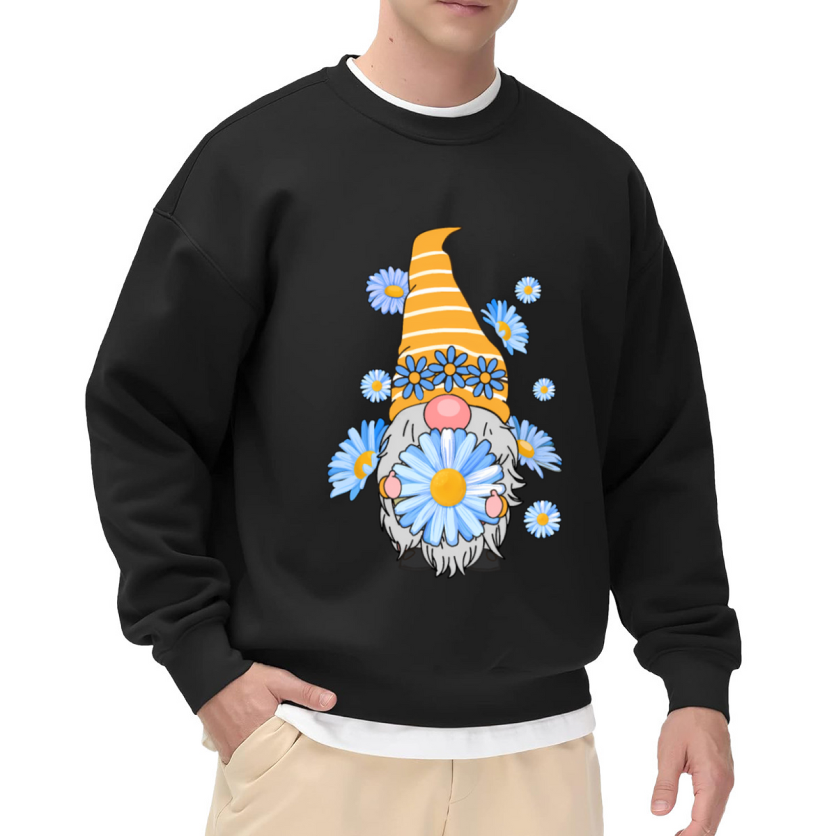 Garden Gnome & Cat Funny Graphic ԲÁìÎÀÒÂ - Unique Design Pullover Sweatshirt
