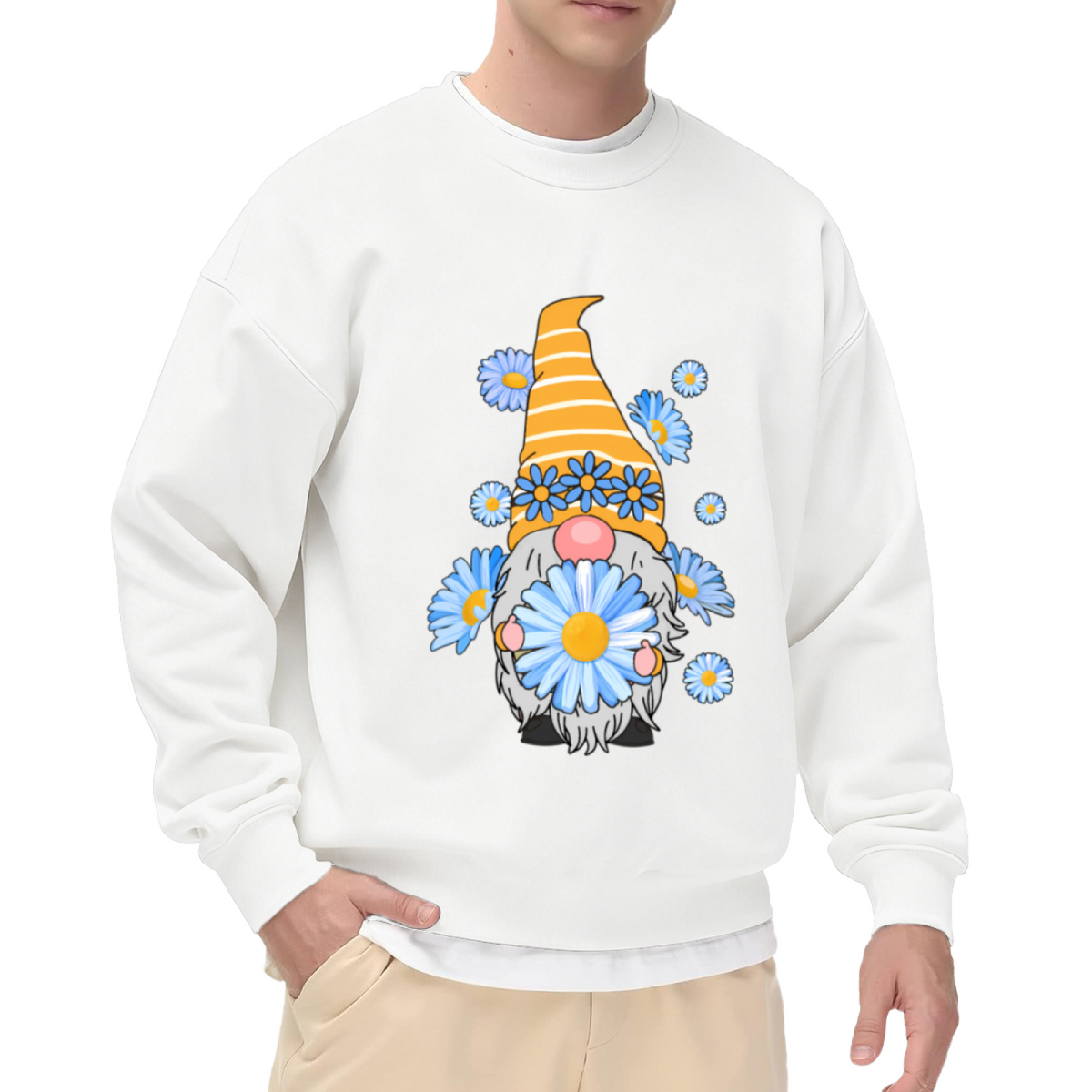 Garden Gnome & Cat Funny Graphic ԲÁìÎÀÒÂ - Unique Design Pullover Sweatshirt