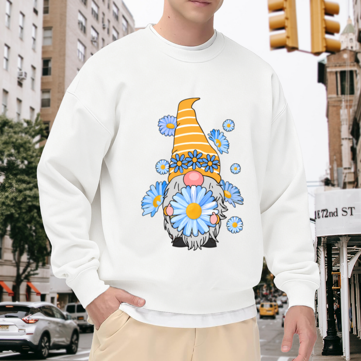 Garden Gnome & Cat Funny Graphic ԲÁìÎÀÒÂ - Unique Design Pullover Sweatshirt