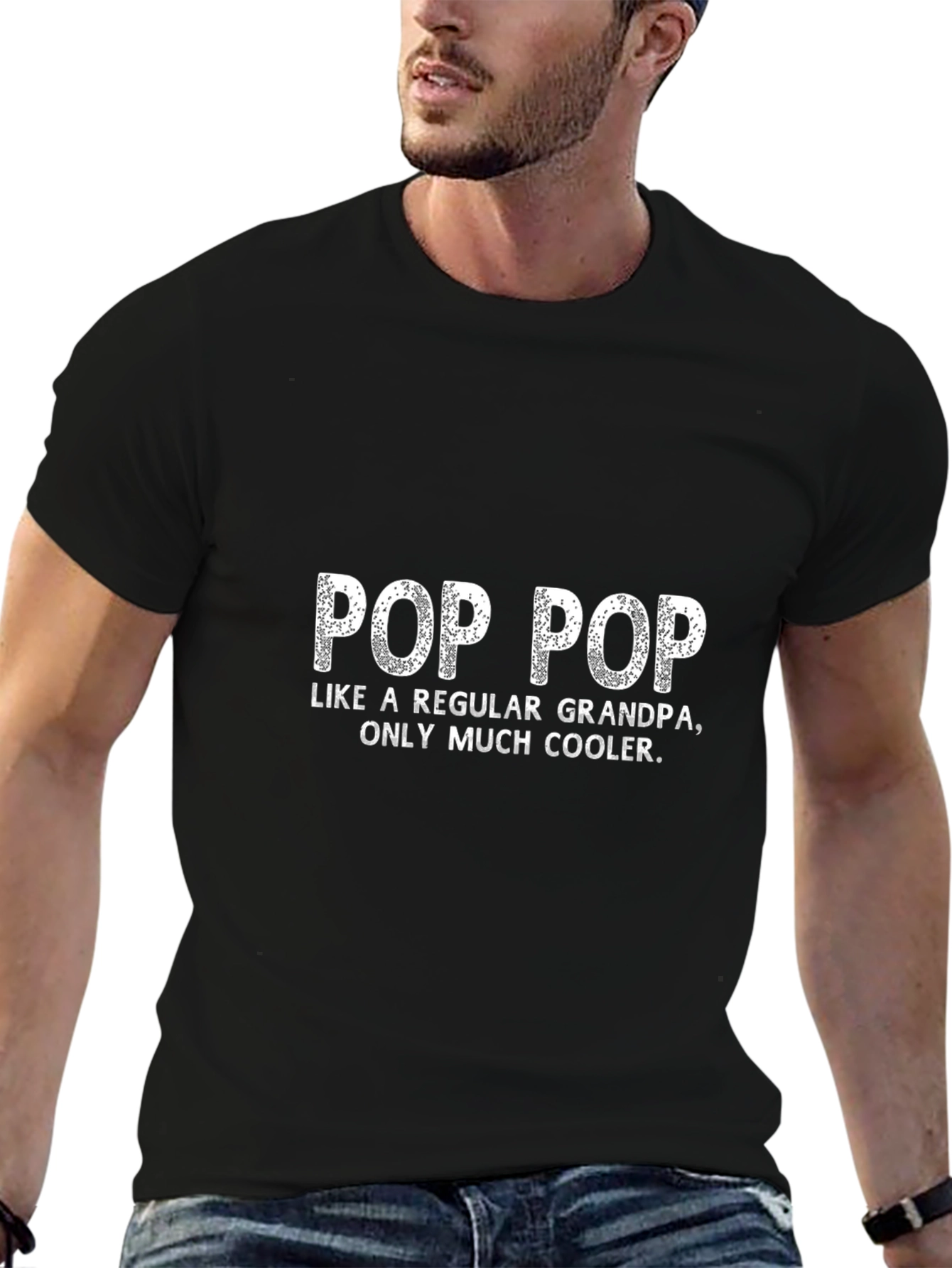 Pop Pop Cooler Grandpa Black Graphic T-Shirt