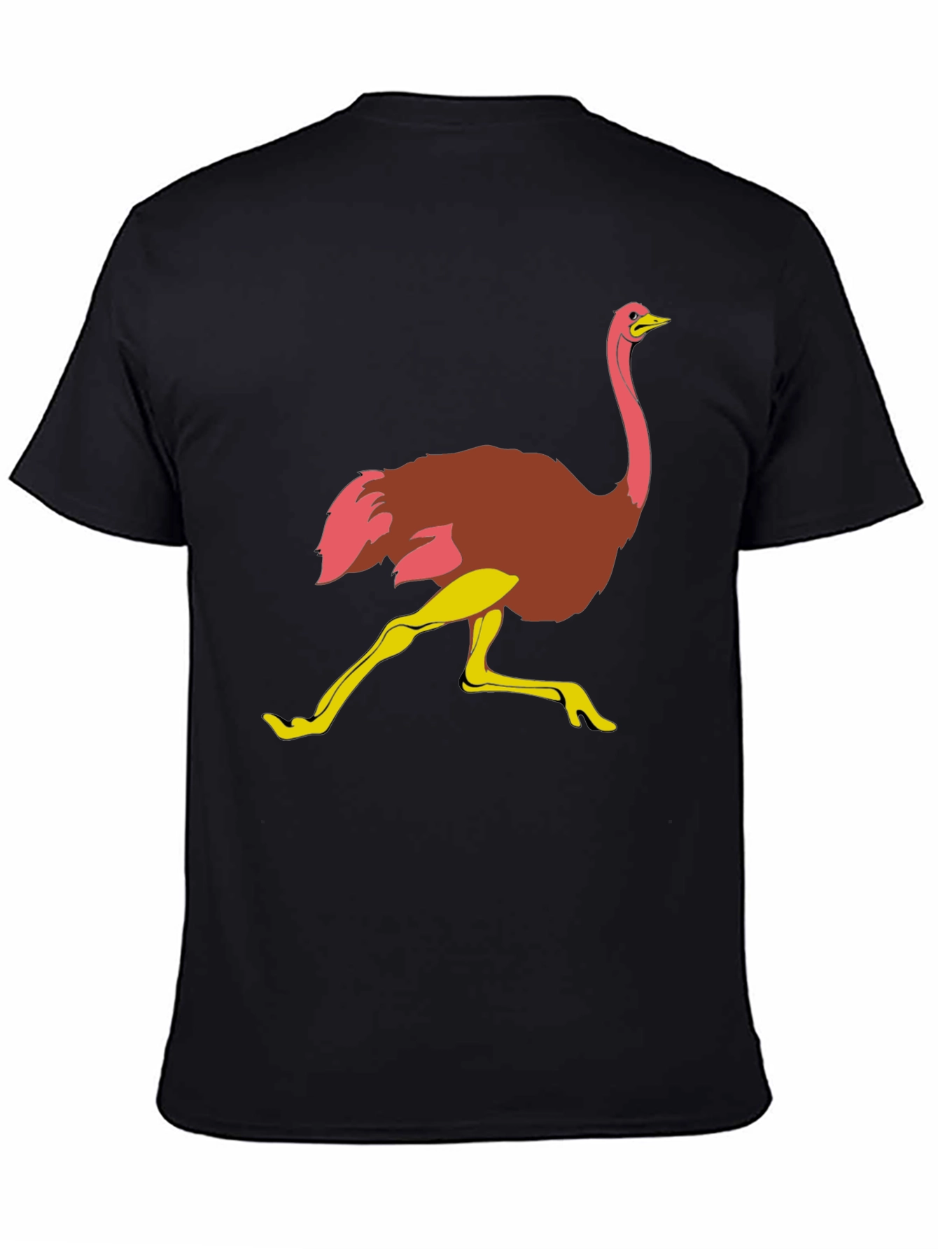 Ostrich Graphic Tee - Quirky Mens Black T-Shirt