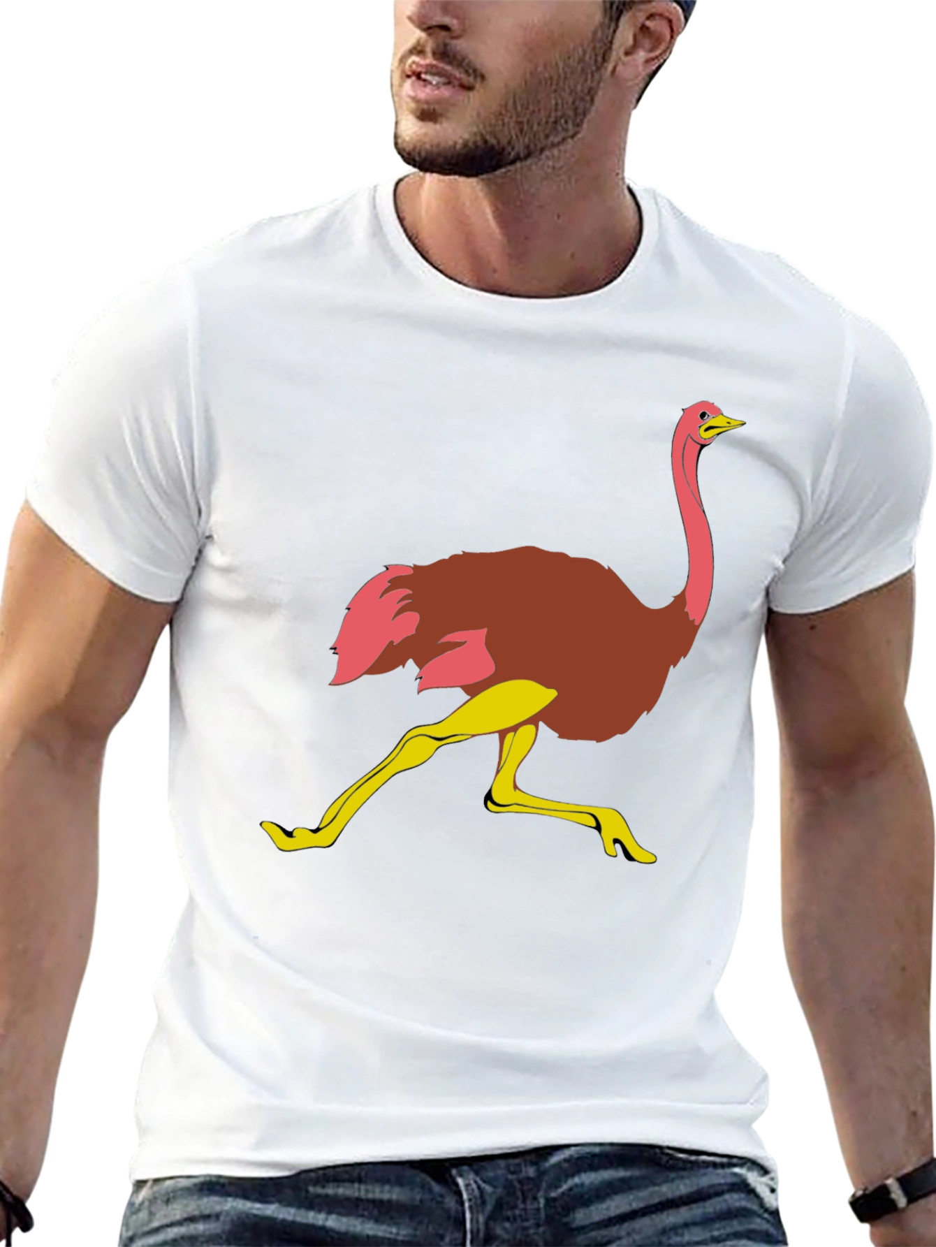 Ostrich Graphic Tee - Quirky Mens Black T-Shirt