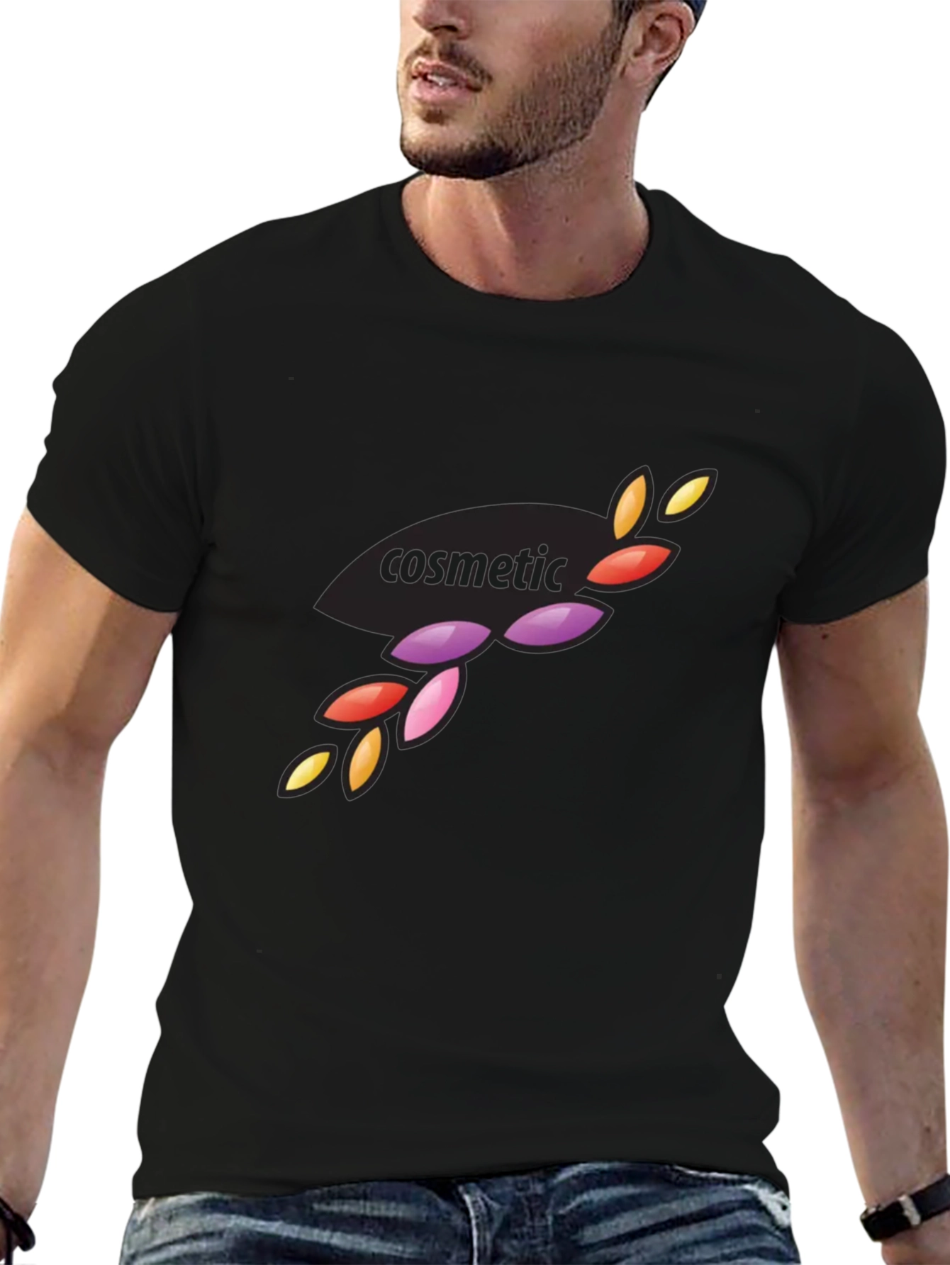 Stylish Black Cosmetic Design T-Shirt