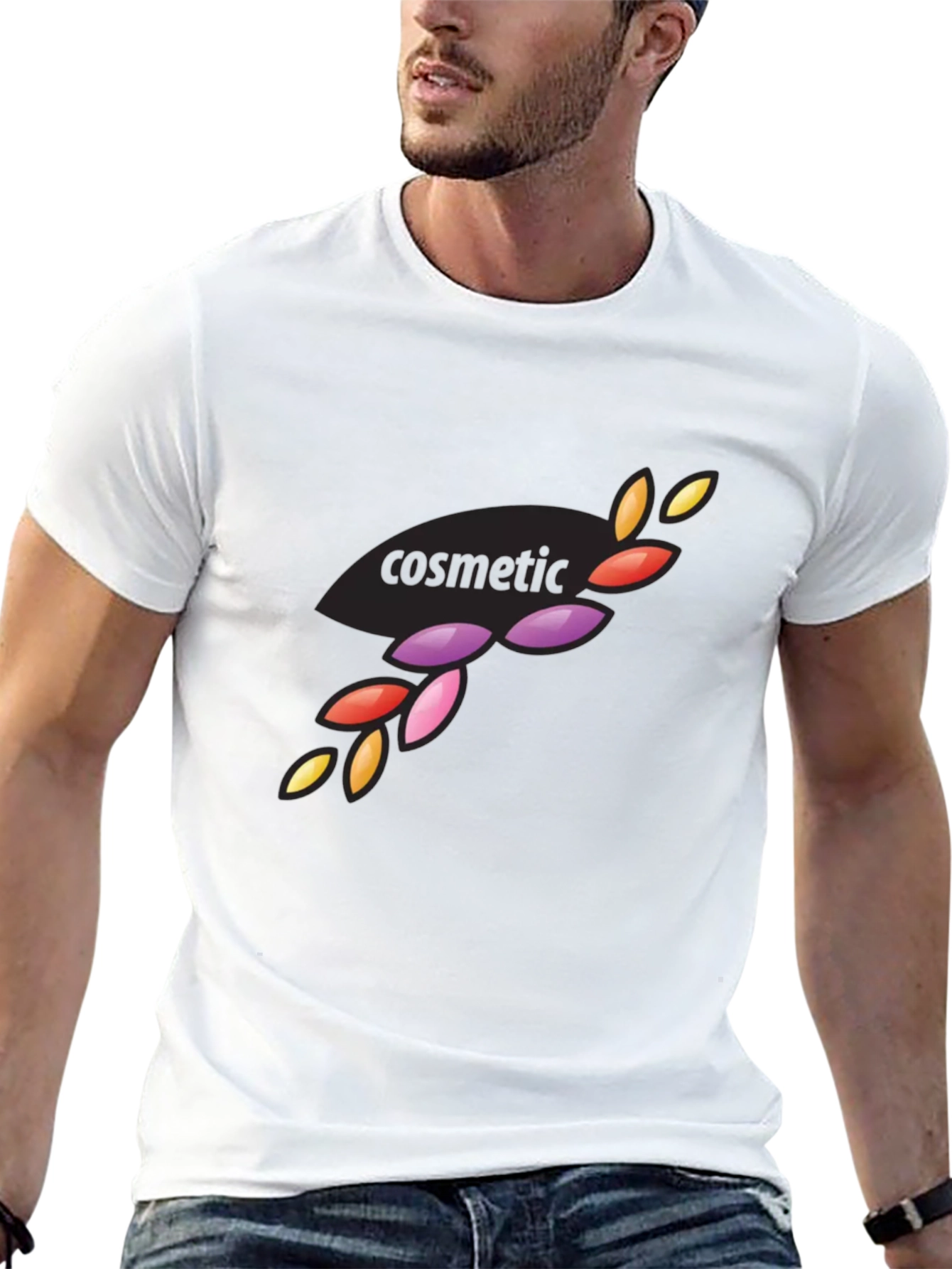 Stylish Black Cosmetic Design T-Shirt