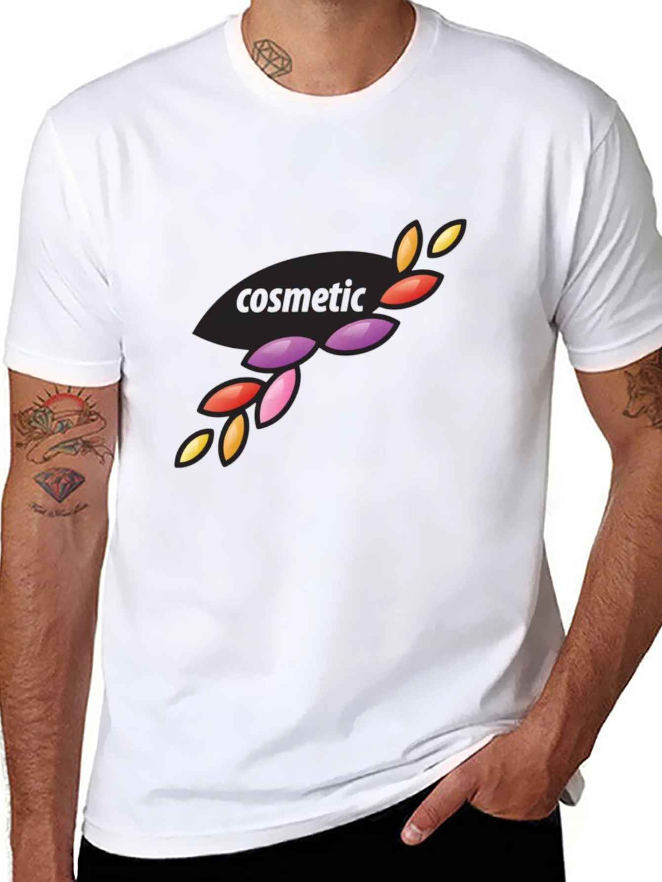 Stylish Black Cosmetic Design T-Shirt