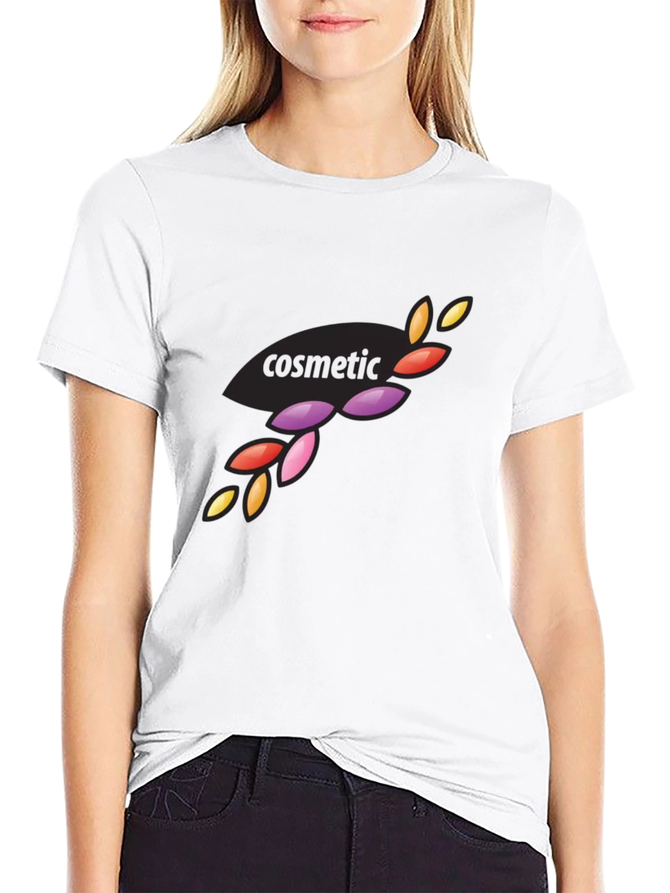 Stylish Black Cosmetic Design T-Shirt