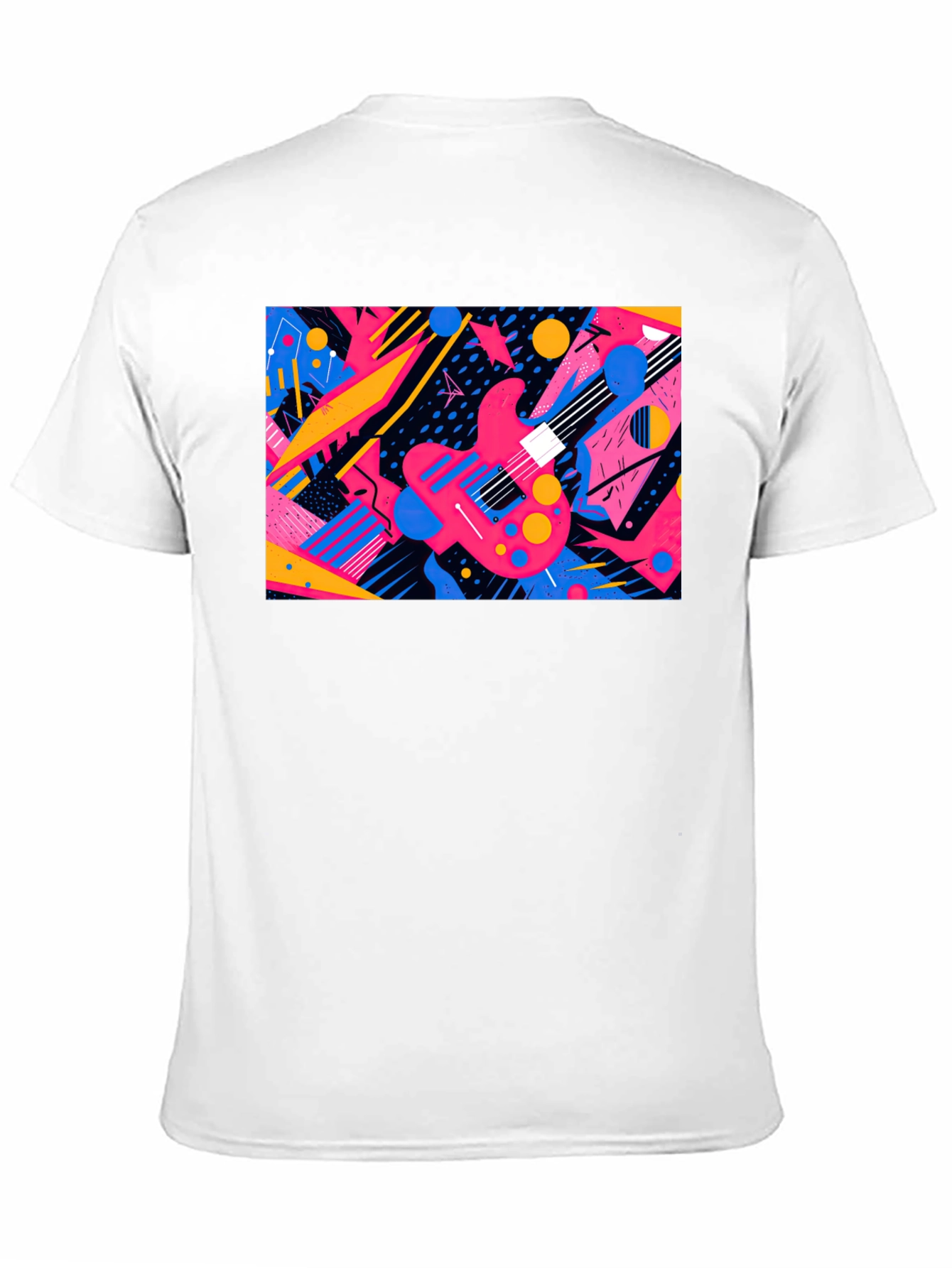 Retro Guitar Graphic T-Shirt - Black Cotton Blend