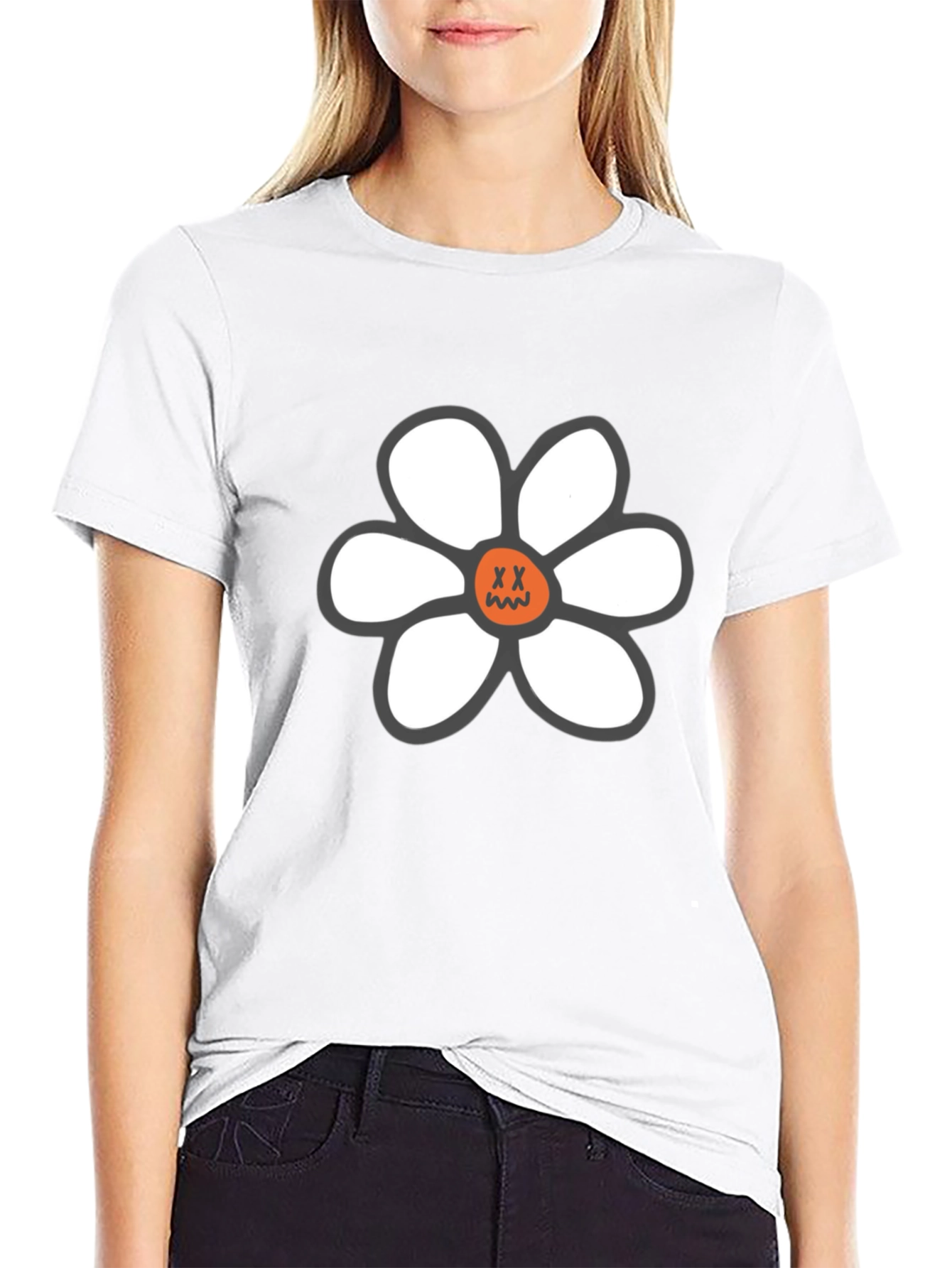 Daisy Graphic T-Shirt - Relaxed Fit Black Tee